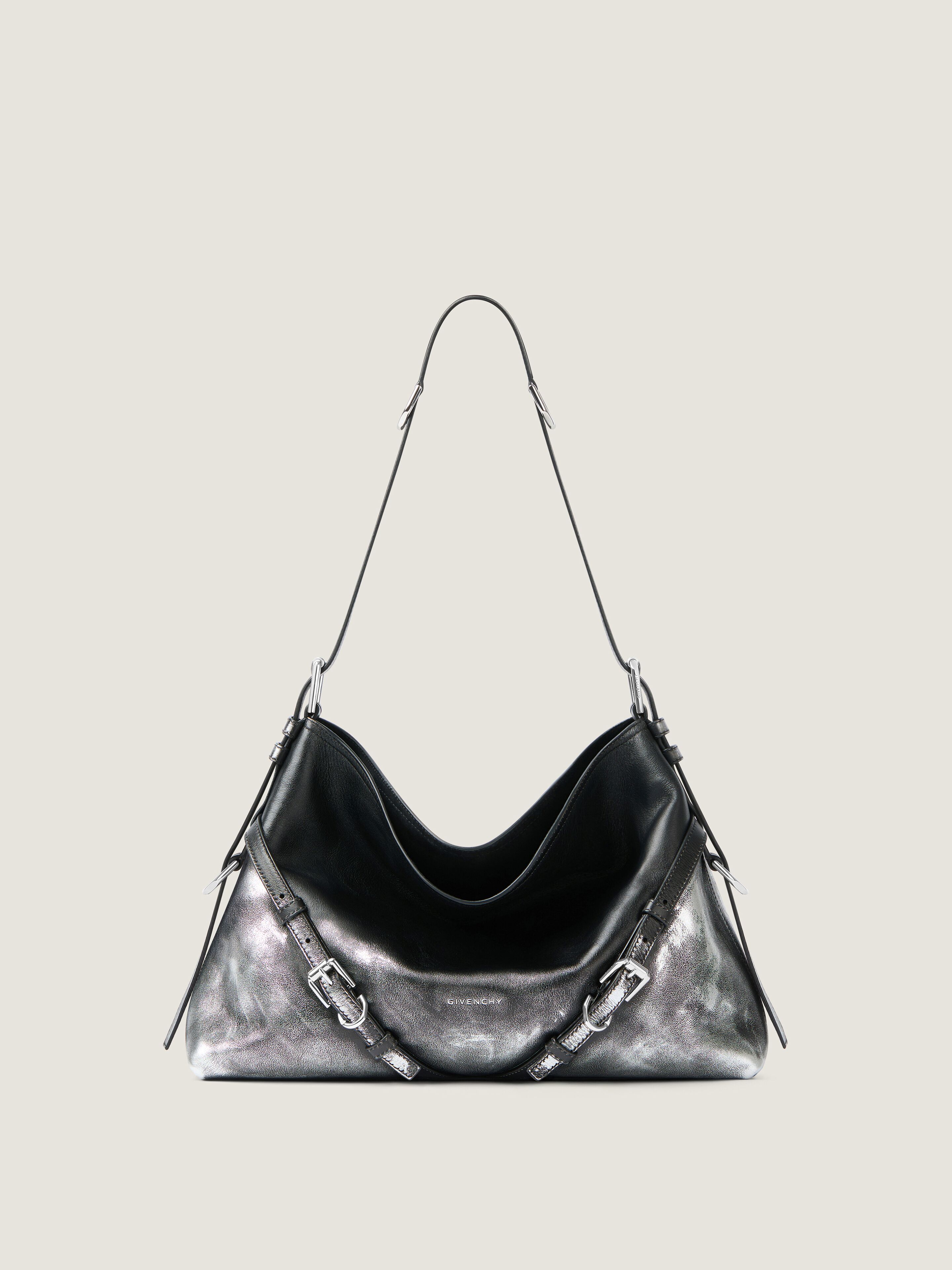 Medium Voyou bag in gradient laminated leather in - black