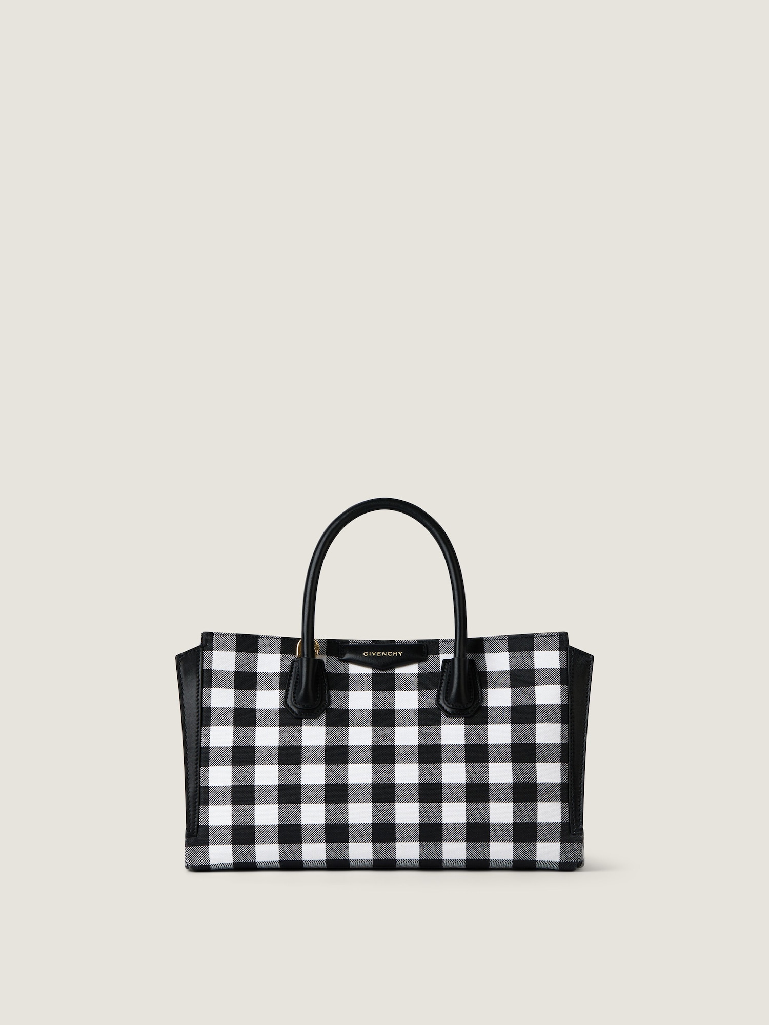 Small Antigona Catchall bag in checked canvas in - black/white 