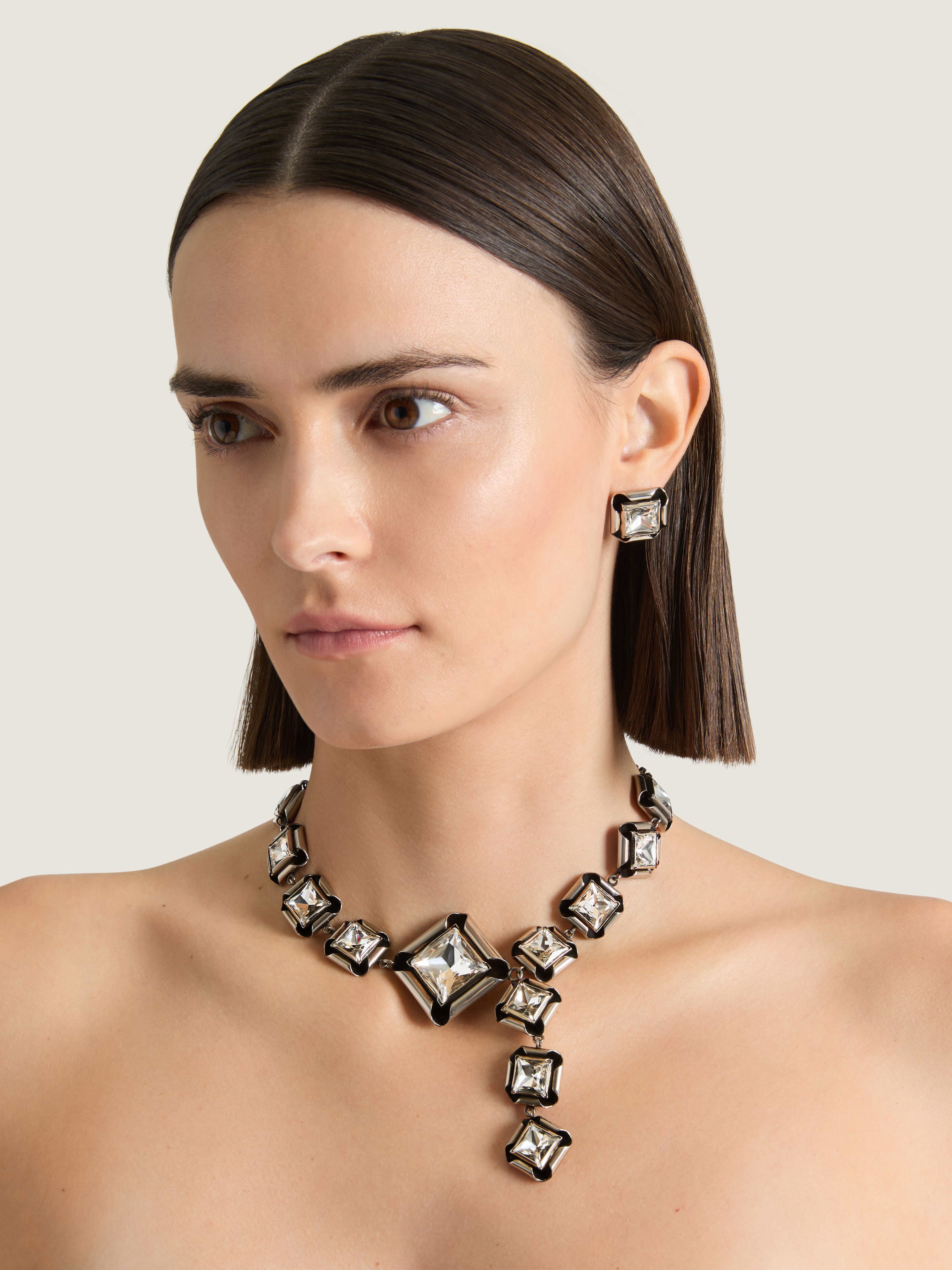 Deconstructed Crystals necklace in metal and crystals in - antic