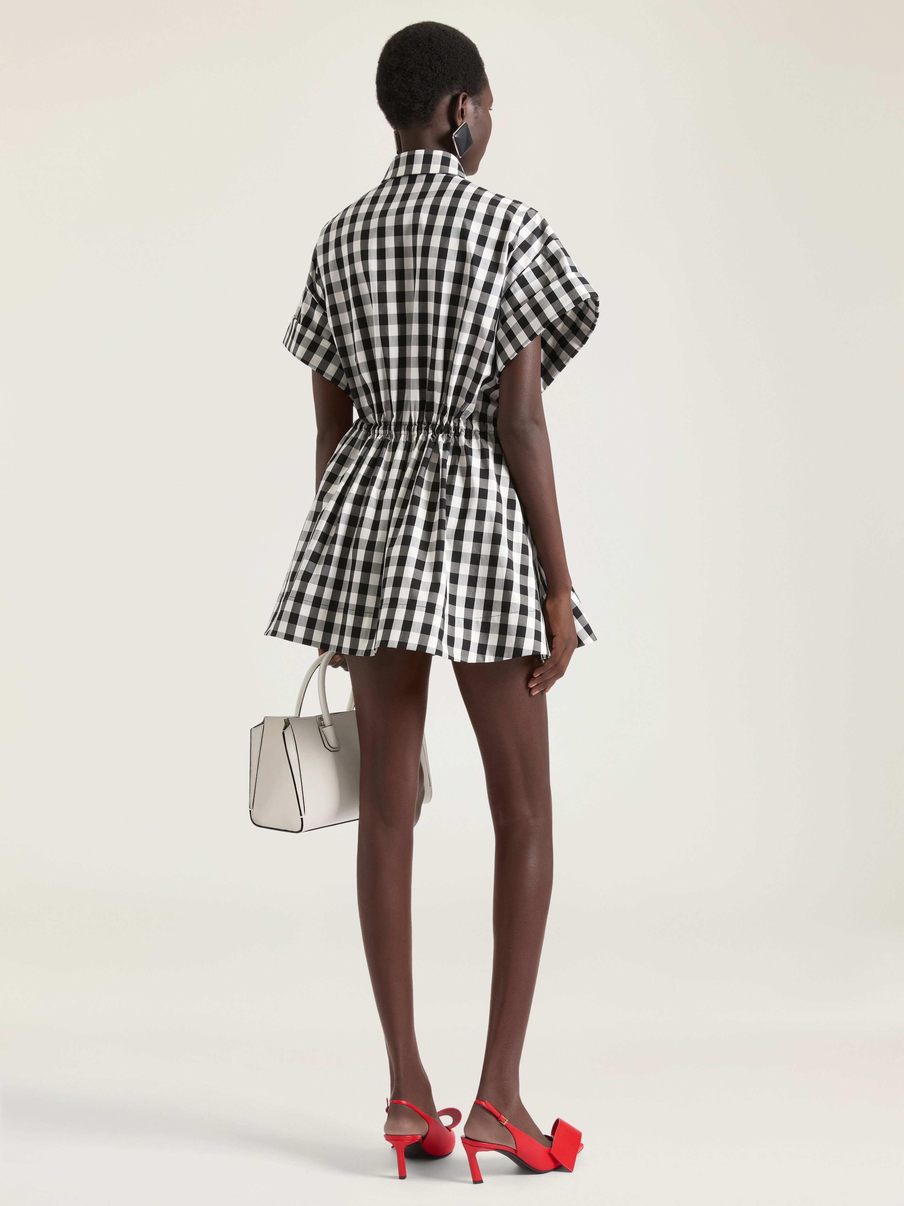 Mini shirt dress in checked cotton in - black/white - BW22YB16B8