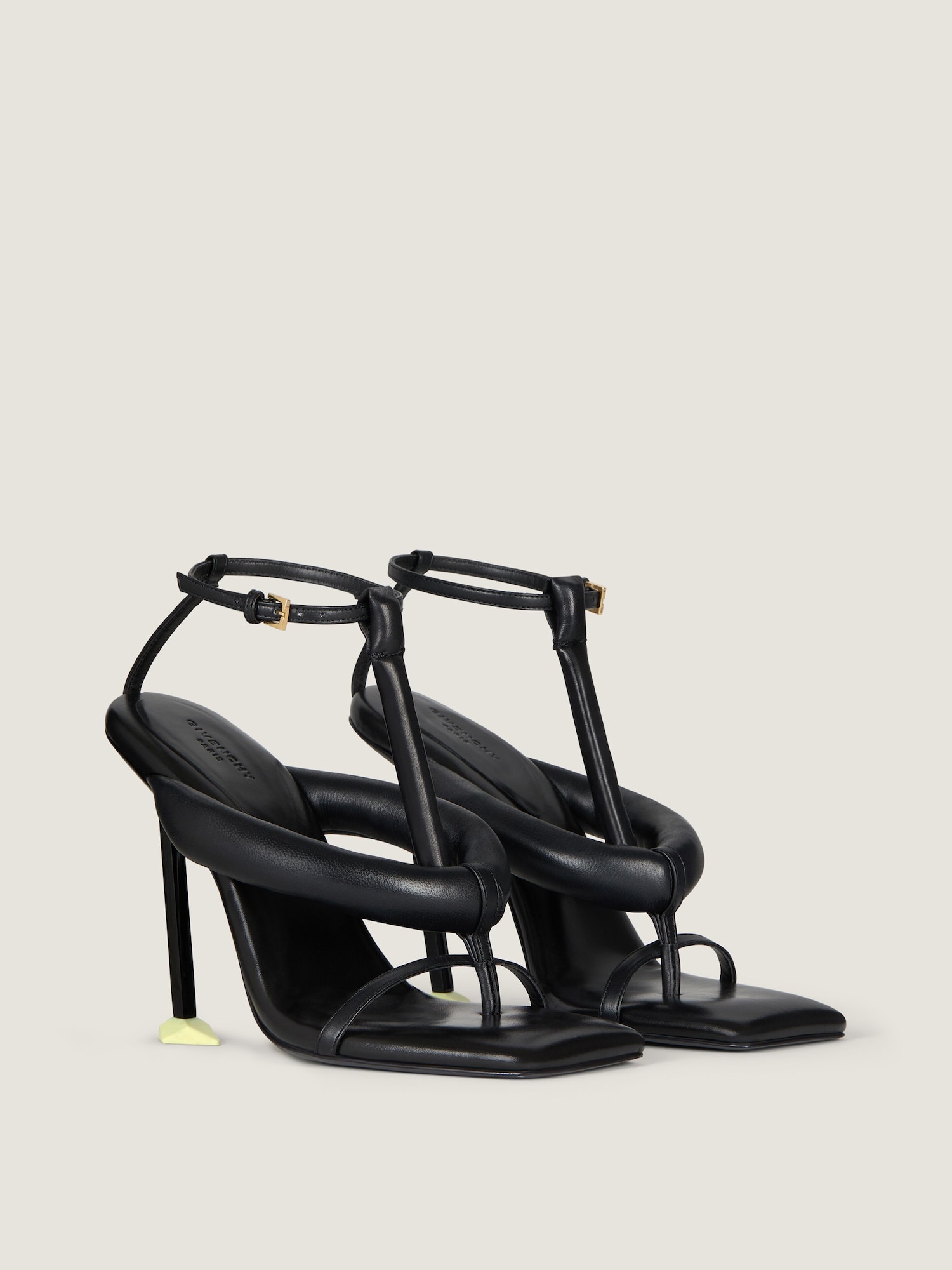 Boudoir bicolor heeled thongs in nappa leather