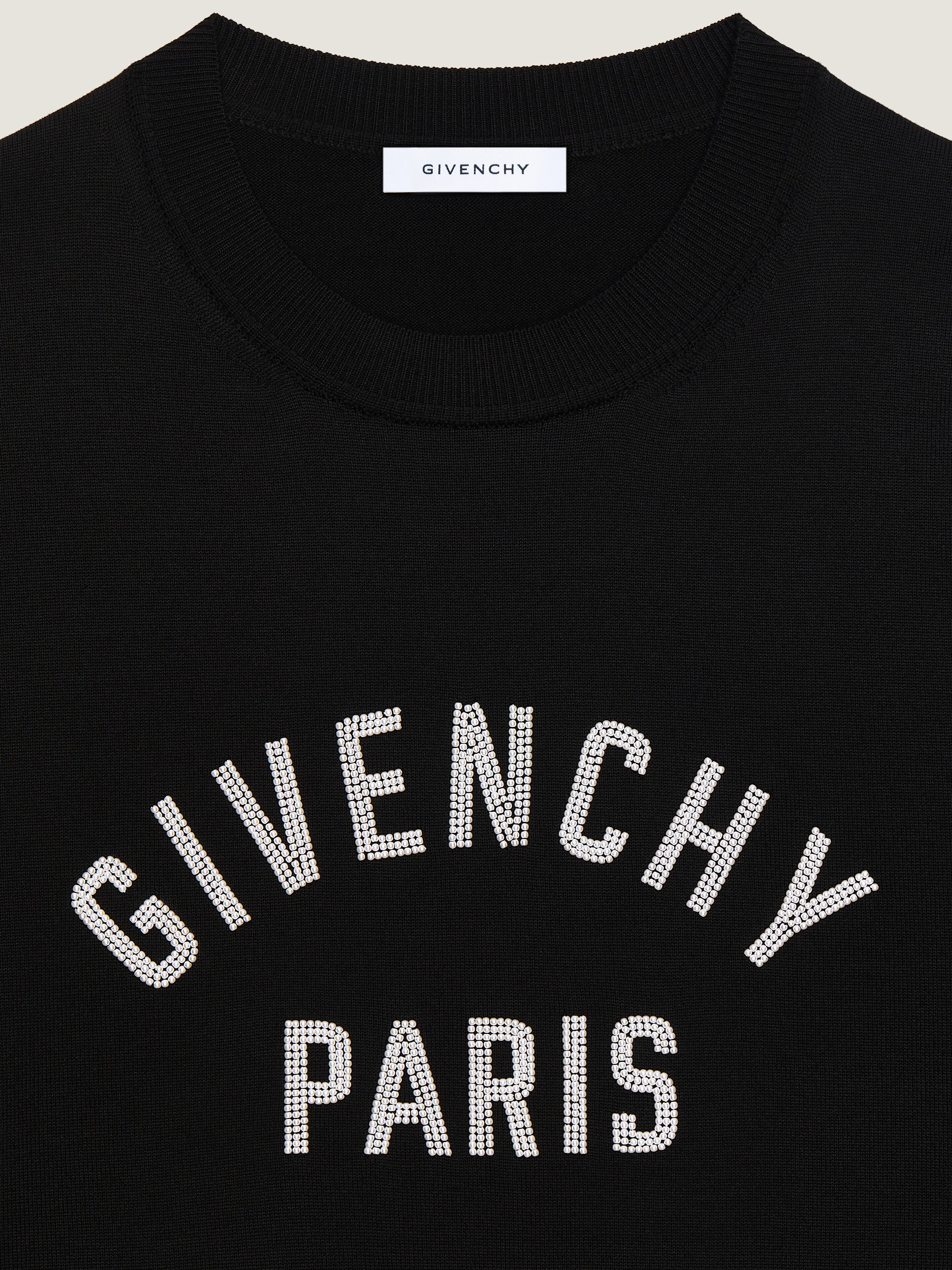Sweater in knit with Givenchy Paris pearl embroidery in - black