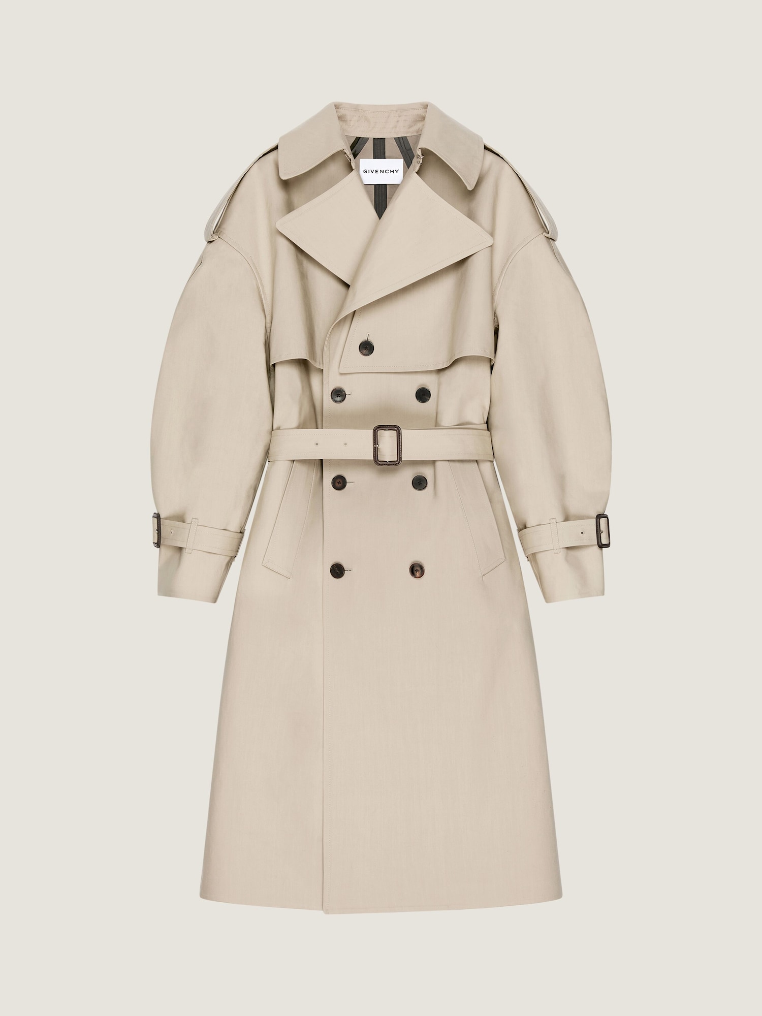 Couture Seam trench coat in cotton in - beige/black - BMC09E164R 