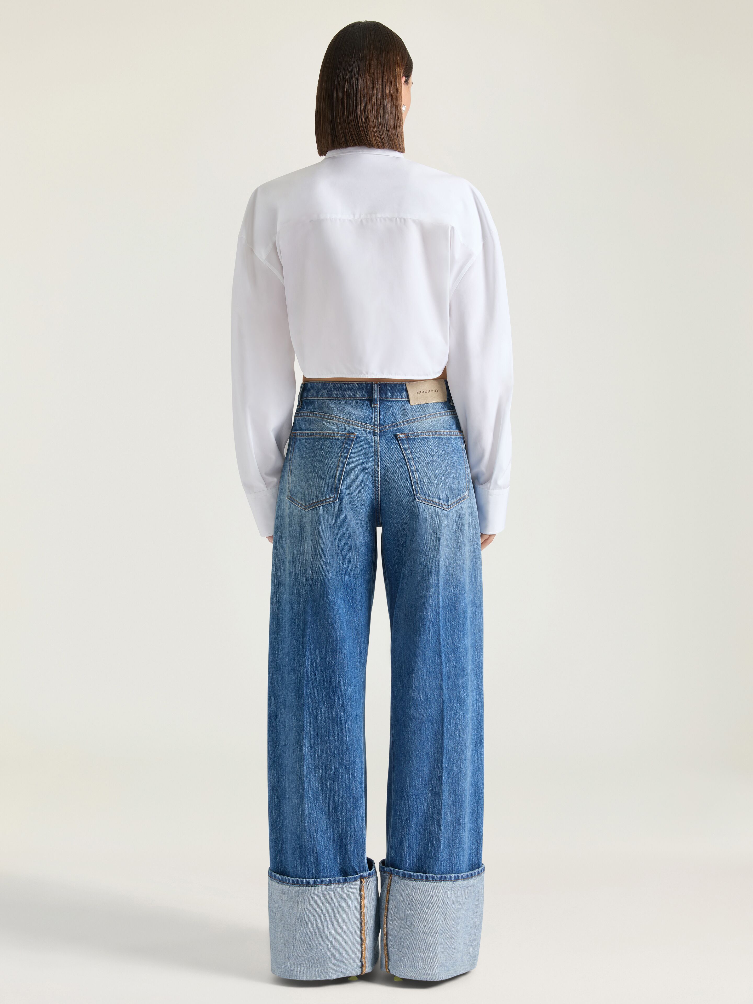 Medium blue turn-up jeans in - medium blue - BW51AZ517Z-420