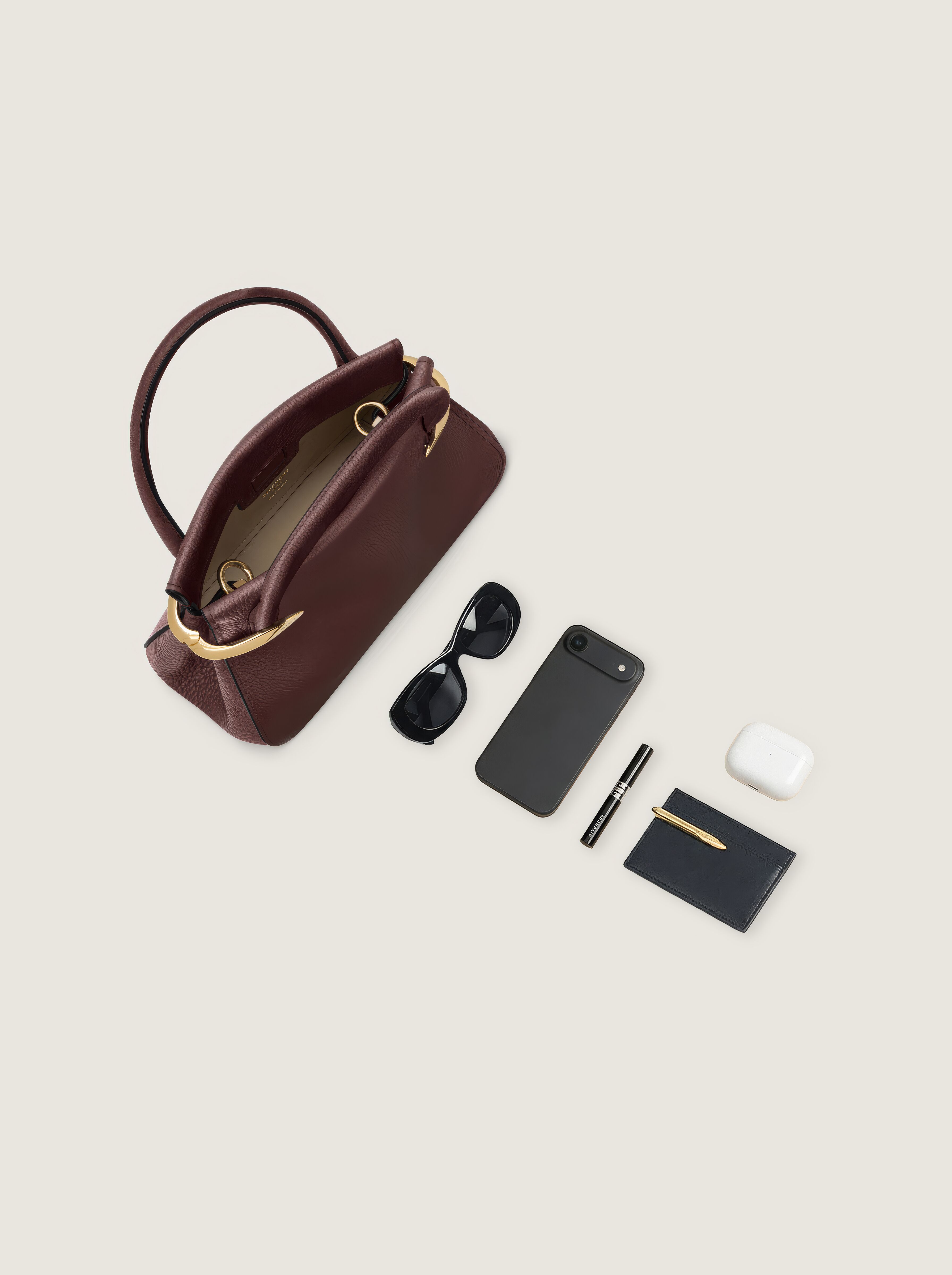 Mini Pinch bag in grained leather in - ebony brown - BB515JB2DG