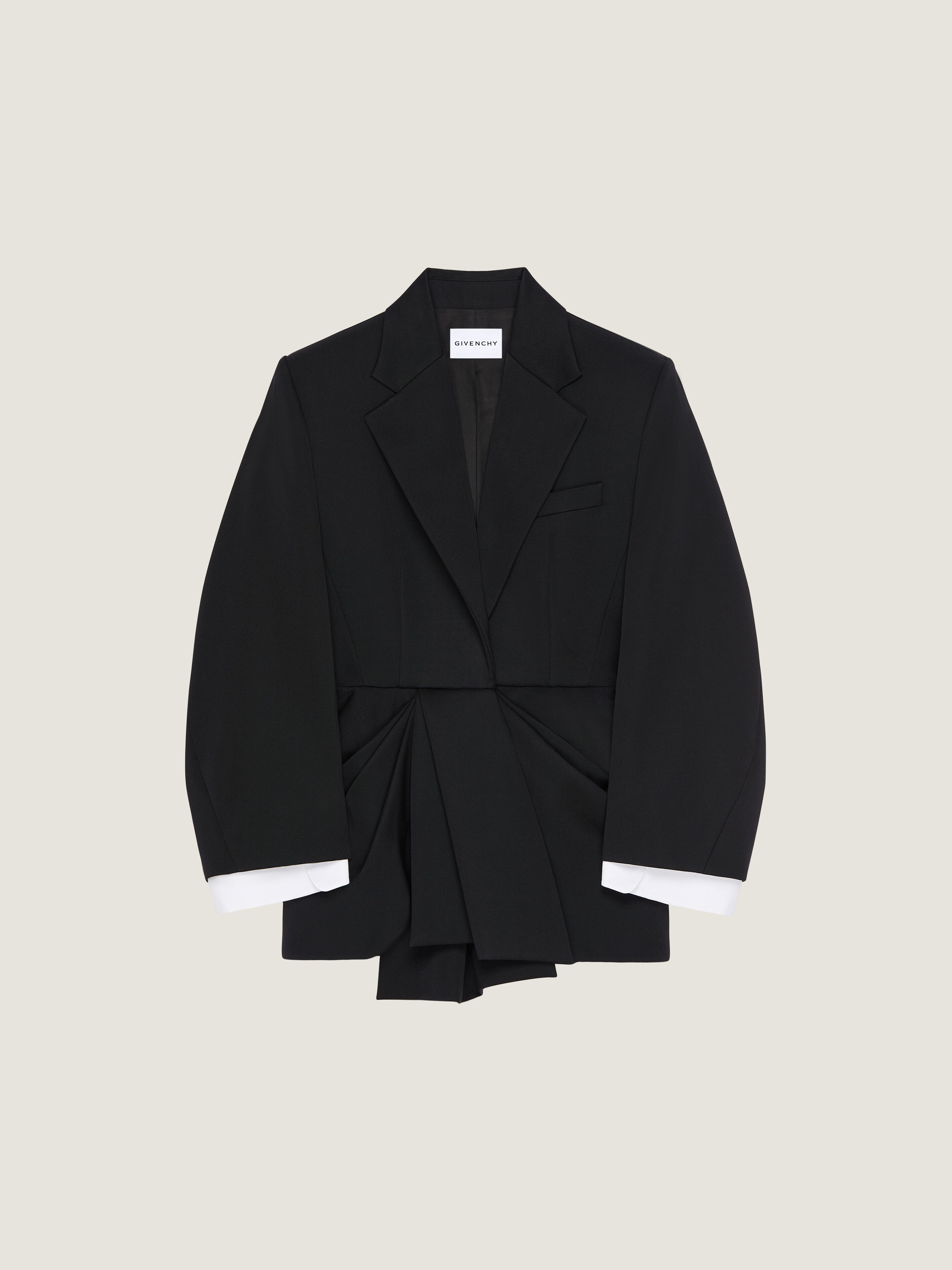 Givenchy Veste Drapée Simple Boutonnage En Laine Grain De Poudre In Black