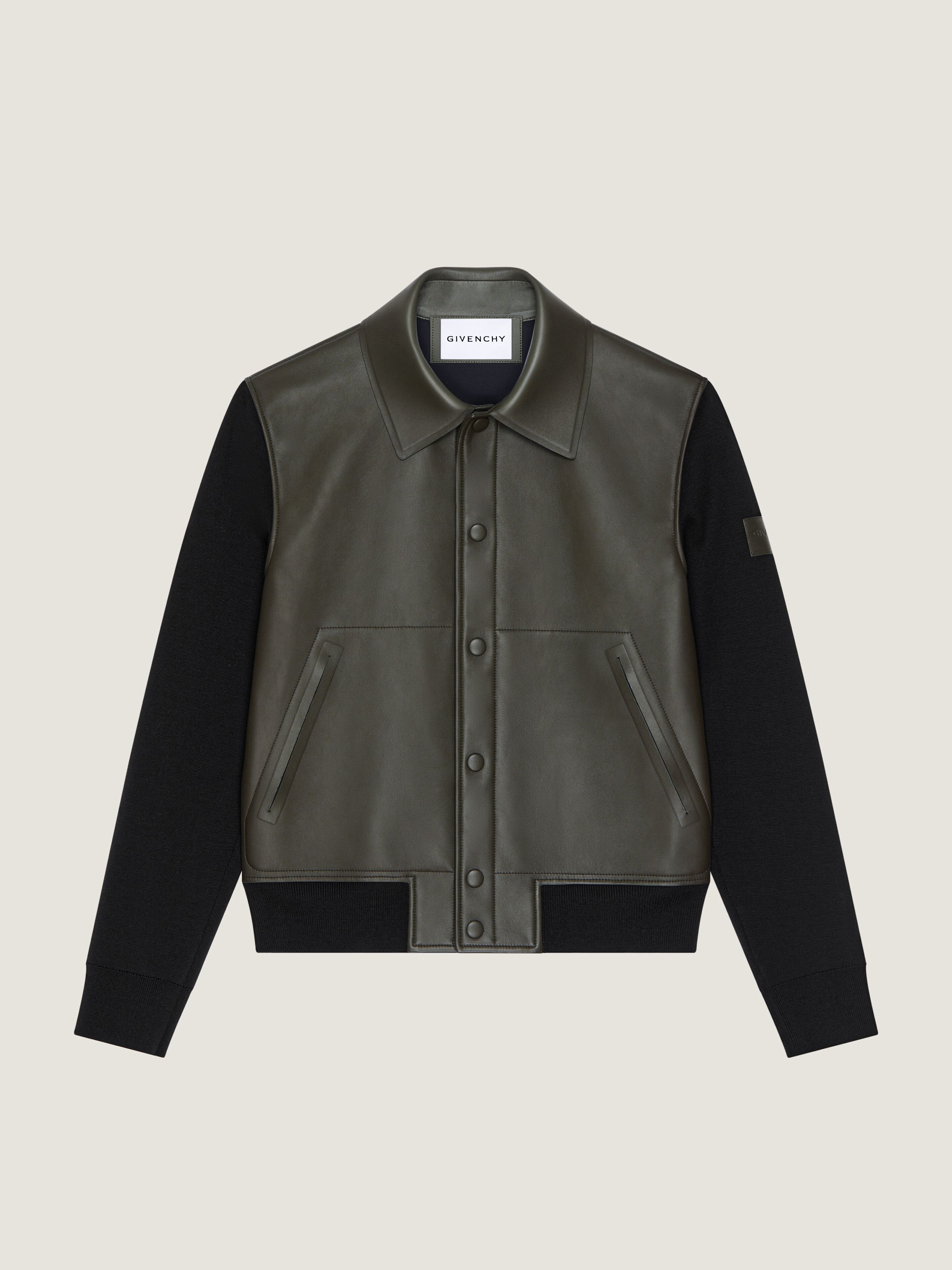GIVENCHY PARISパッチ ミックスマテリアルブルゾン - カーキ
