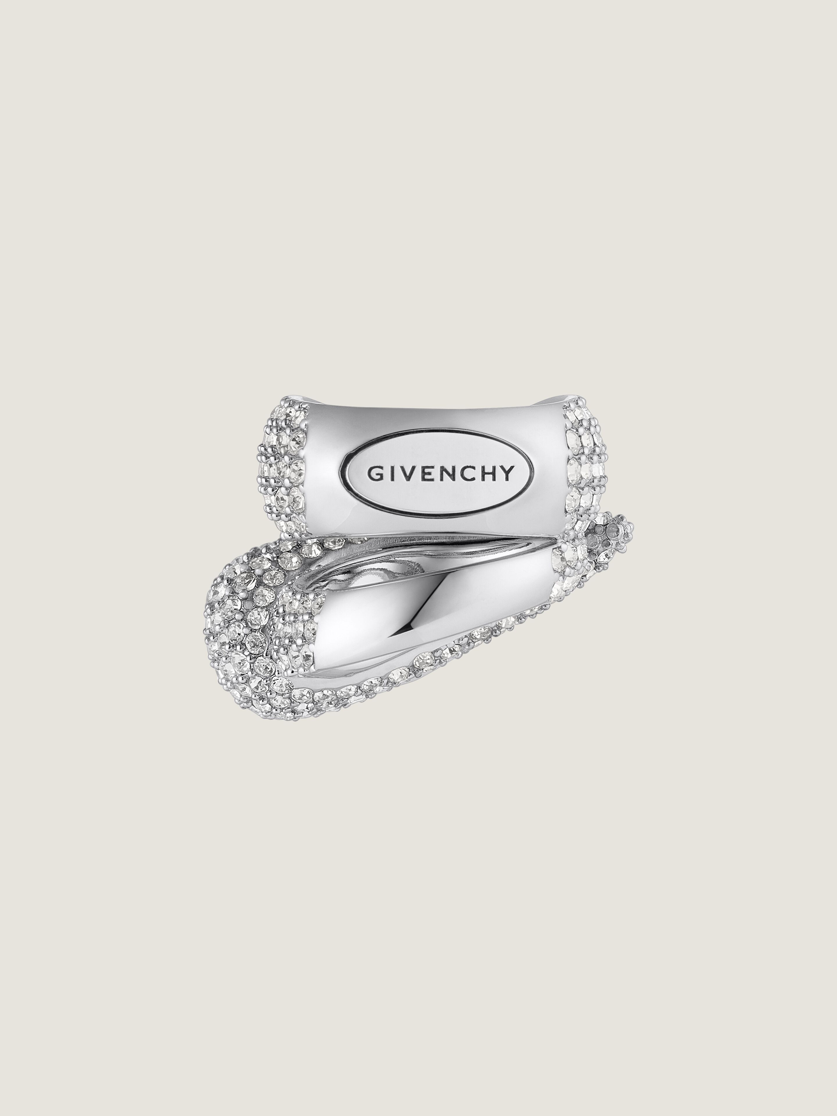 Feline ring in metal with crystals in - silvery | Givenchy US