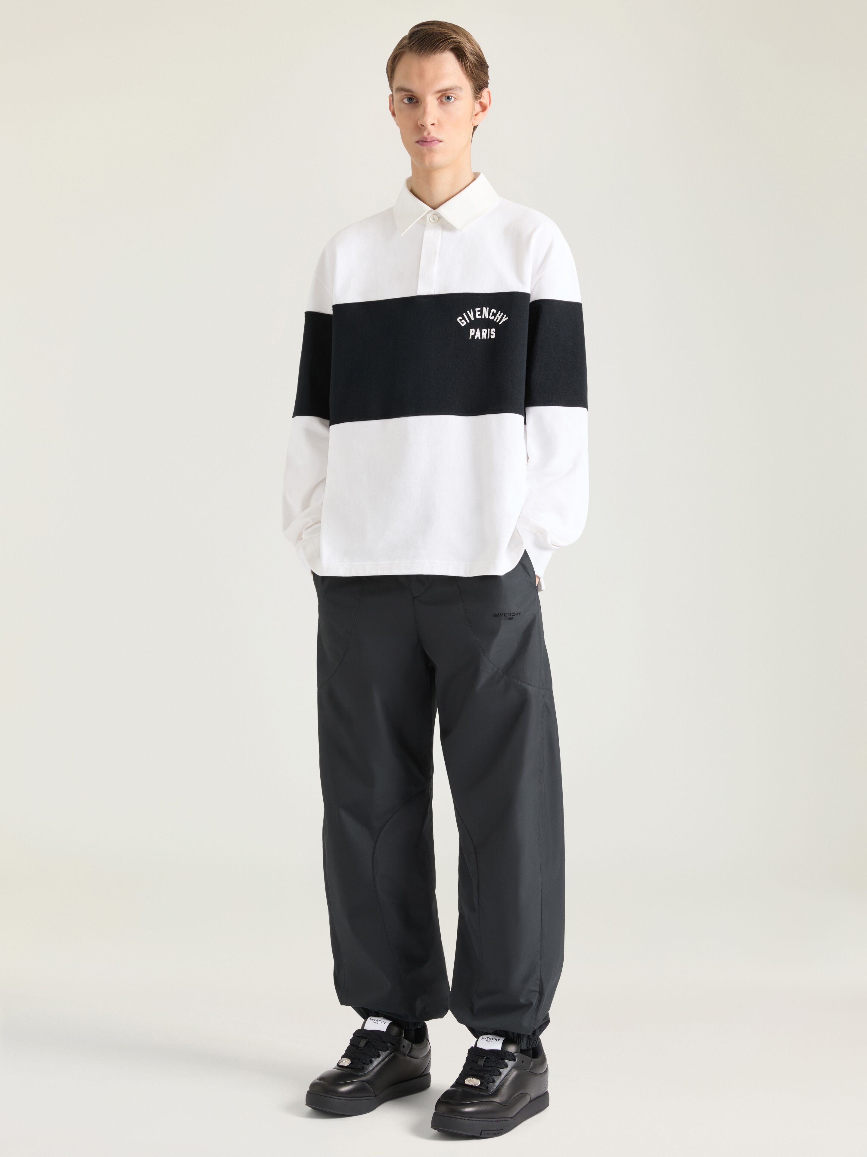 Bicolor polo in cotton with Givenchy Paris embroidery in - white