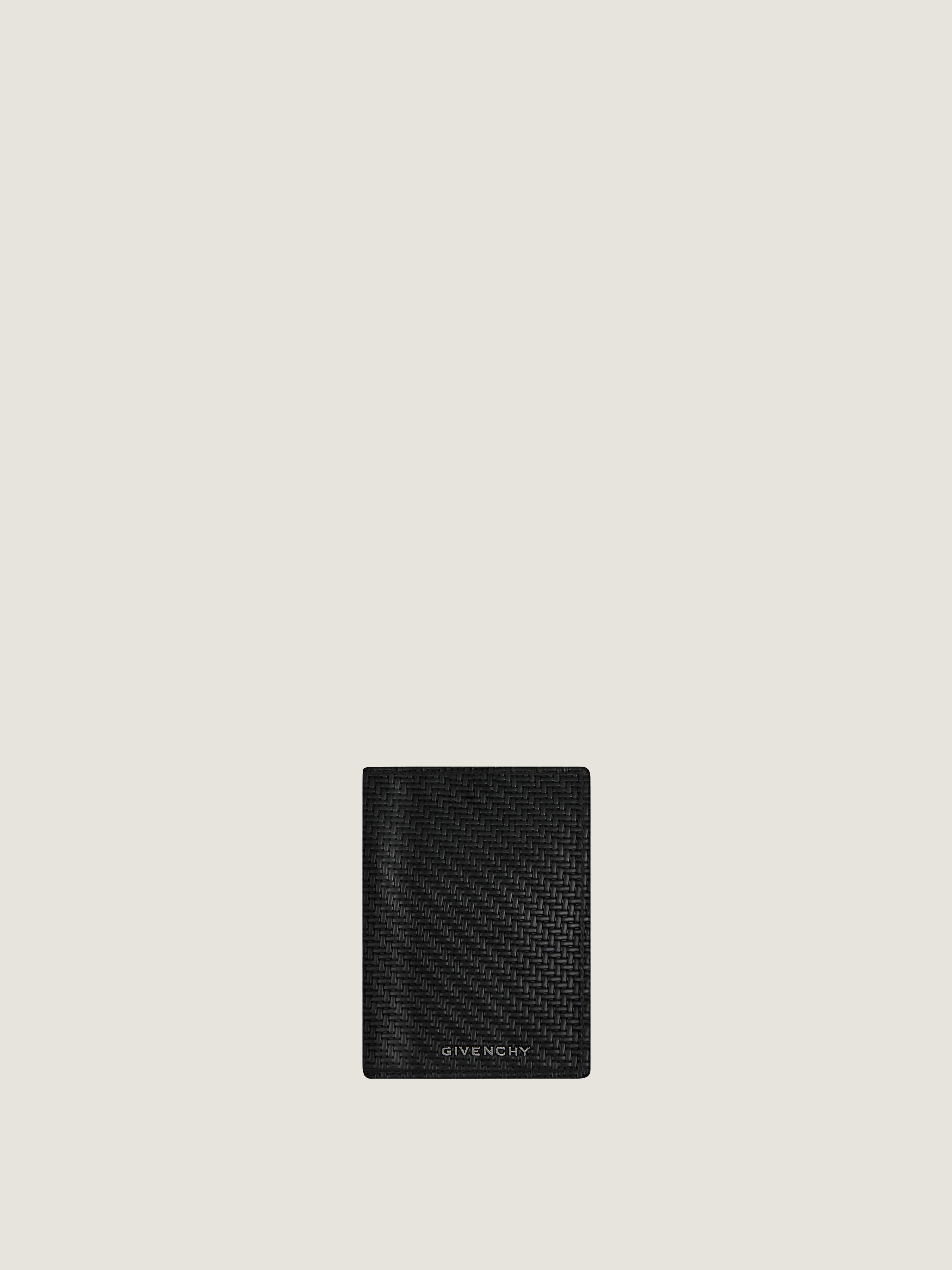 GIVENCHY card holder in braided-effect leather in - black