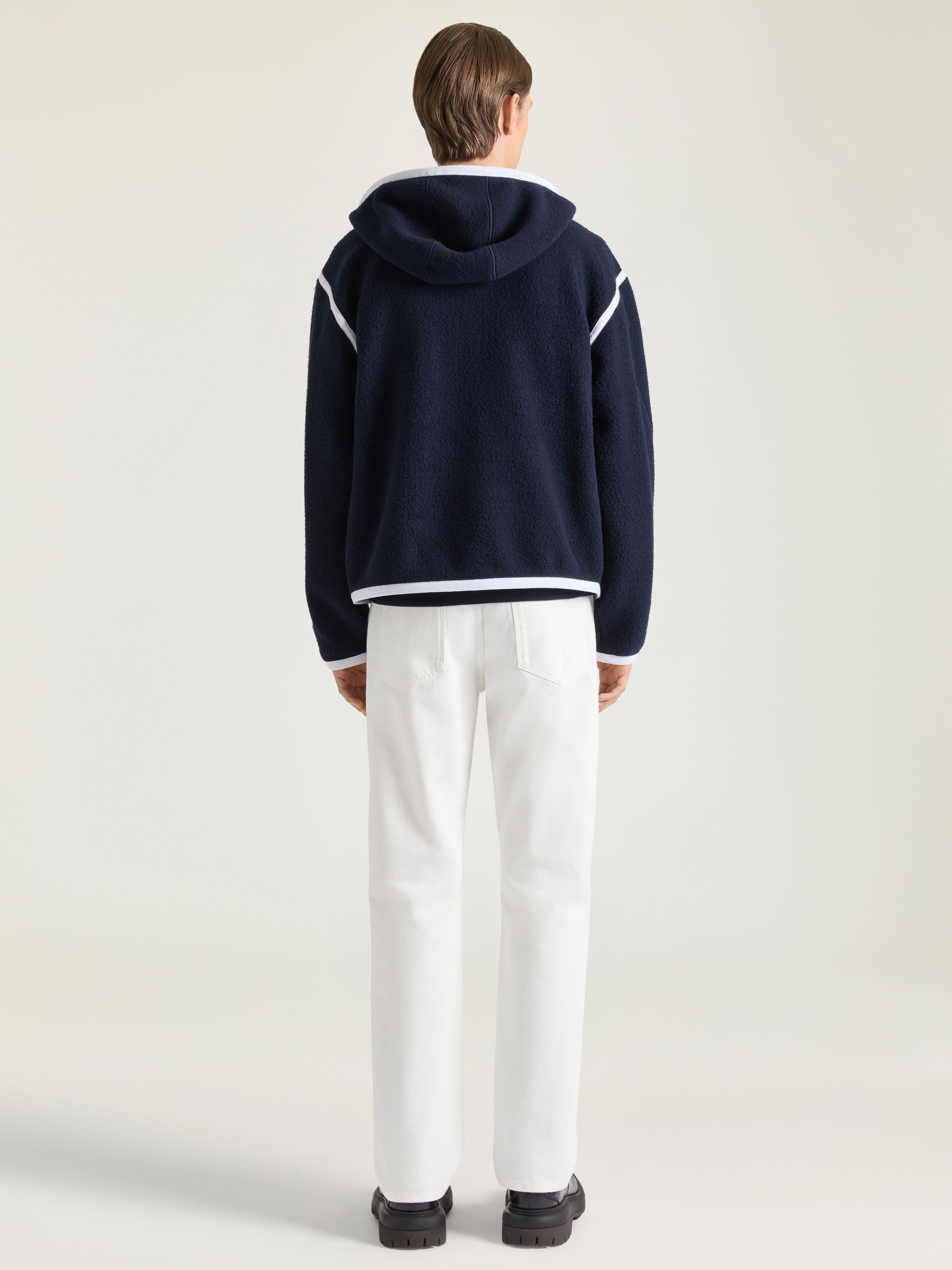 Fleece jacket with gros grain detail in - navy - BM01J13YTN-410