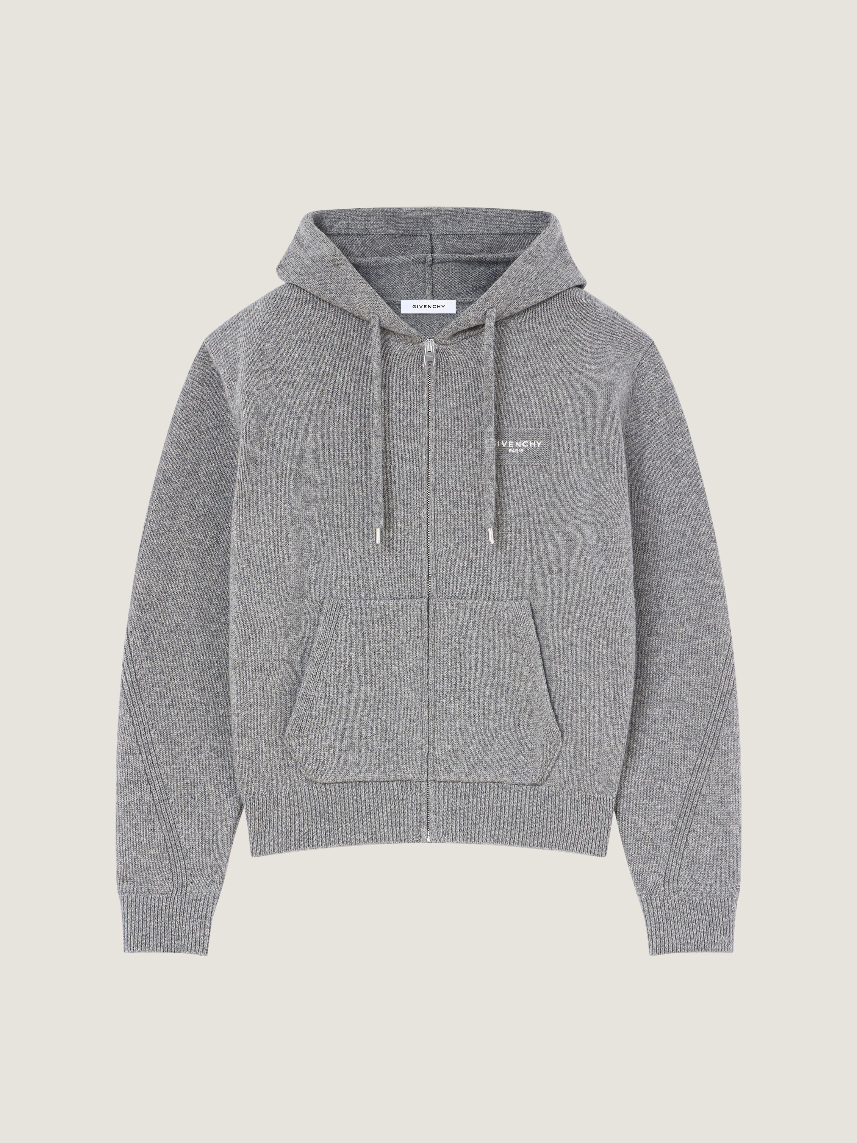 Givenchy Hoodie Zippé Couture Seam En Laine Et Cachemire In Gray