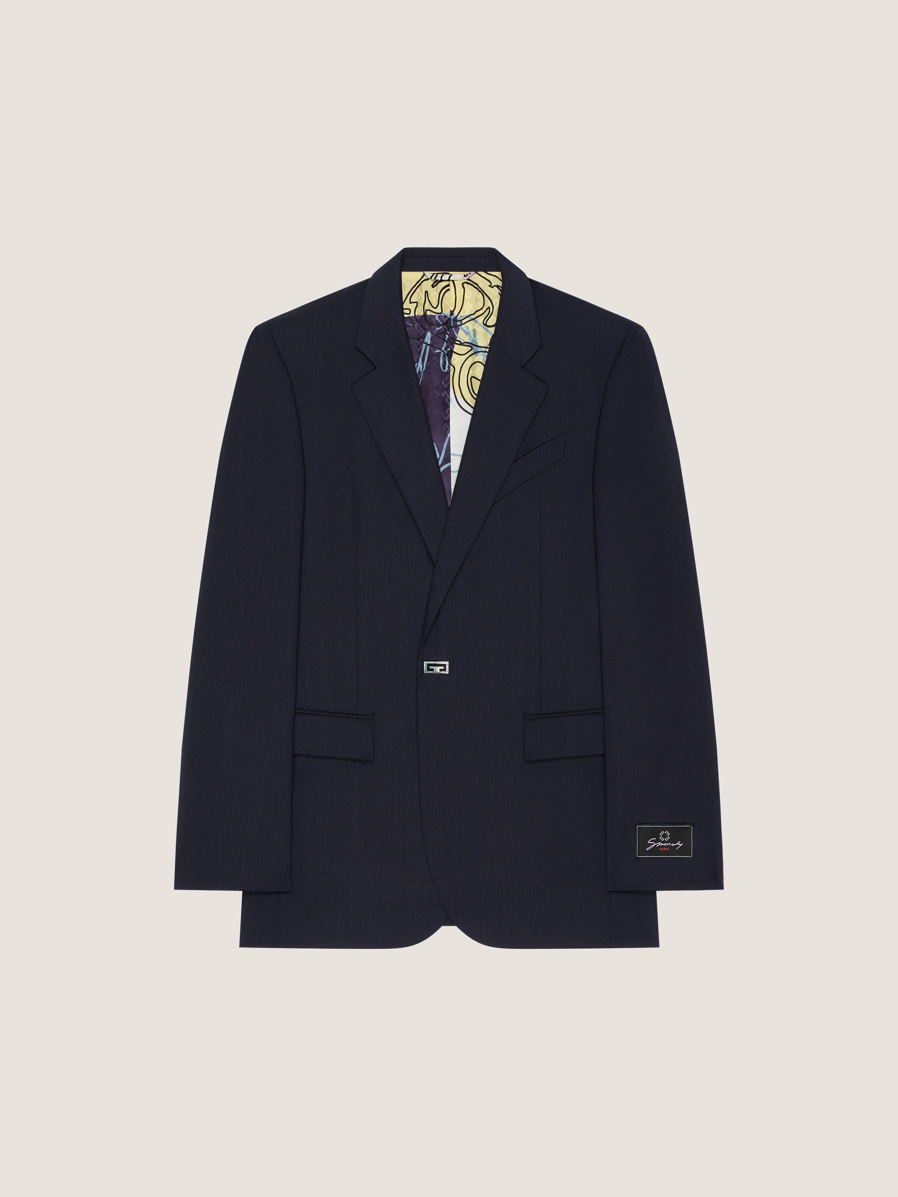 Slim fit jacket in wool with 2G button in - midnight blue