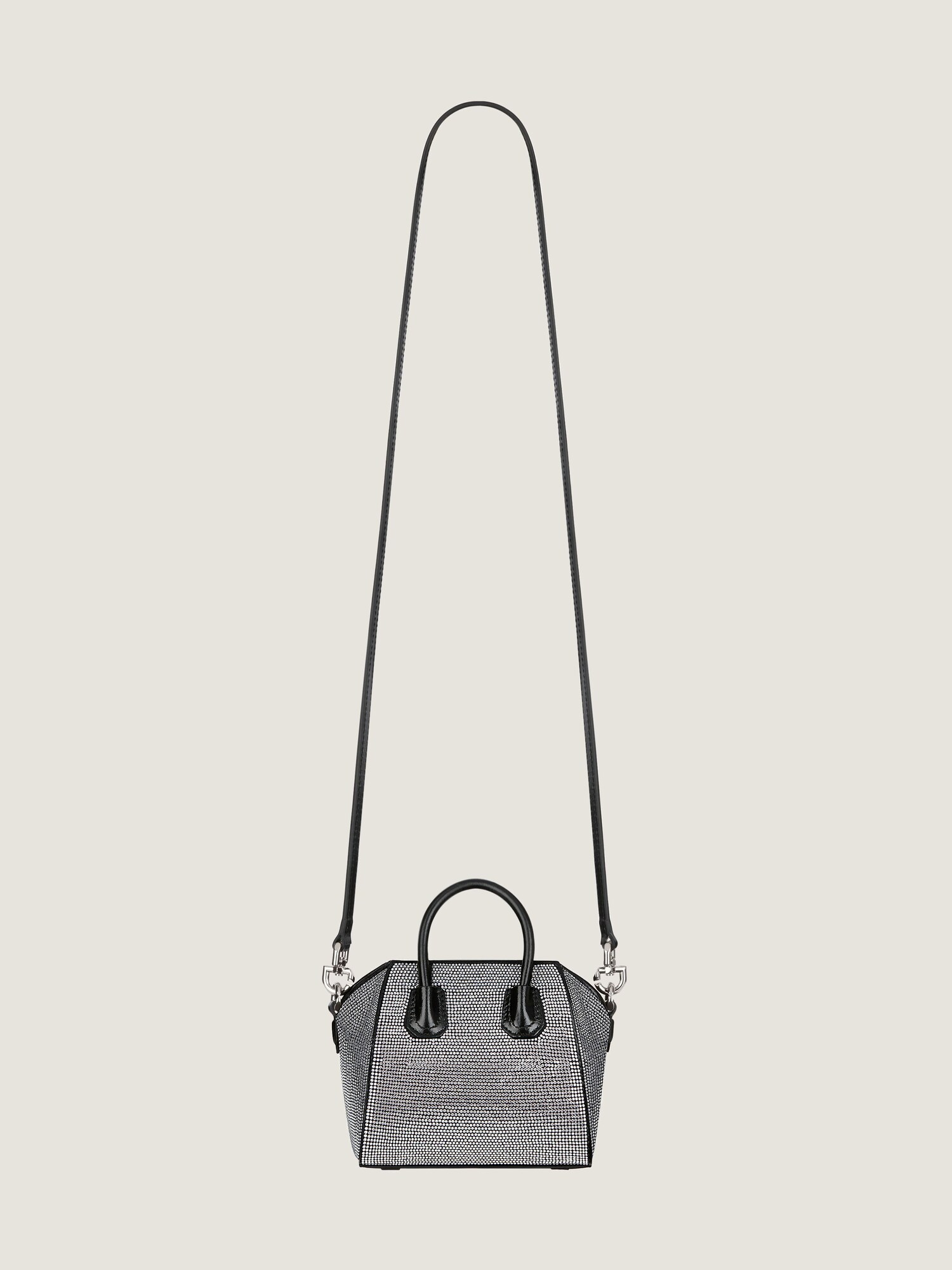 Micro Antigona bag in satin with strass in - black - BB60K4B1WZ 