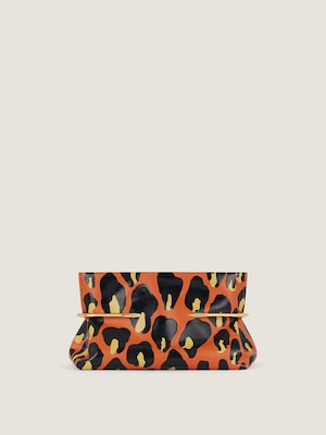 Pinch Soft clutch in nappa leather with leopard print