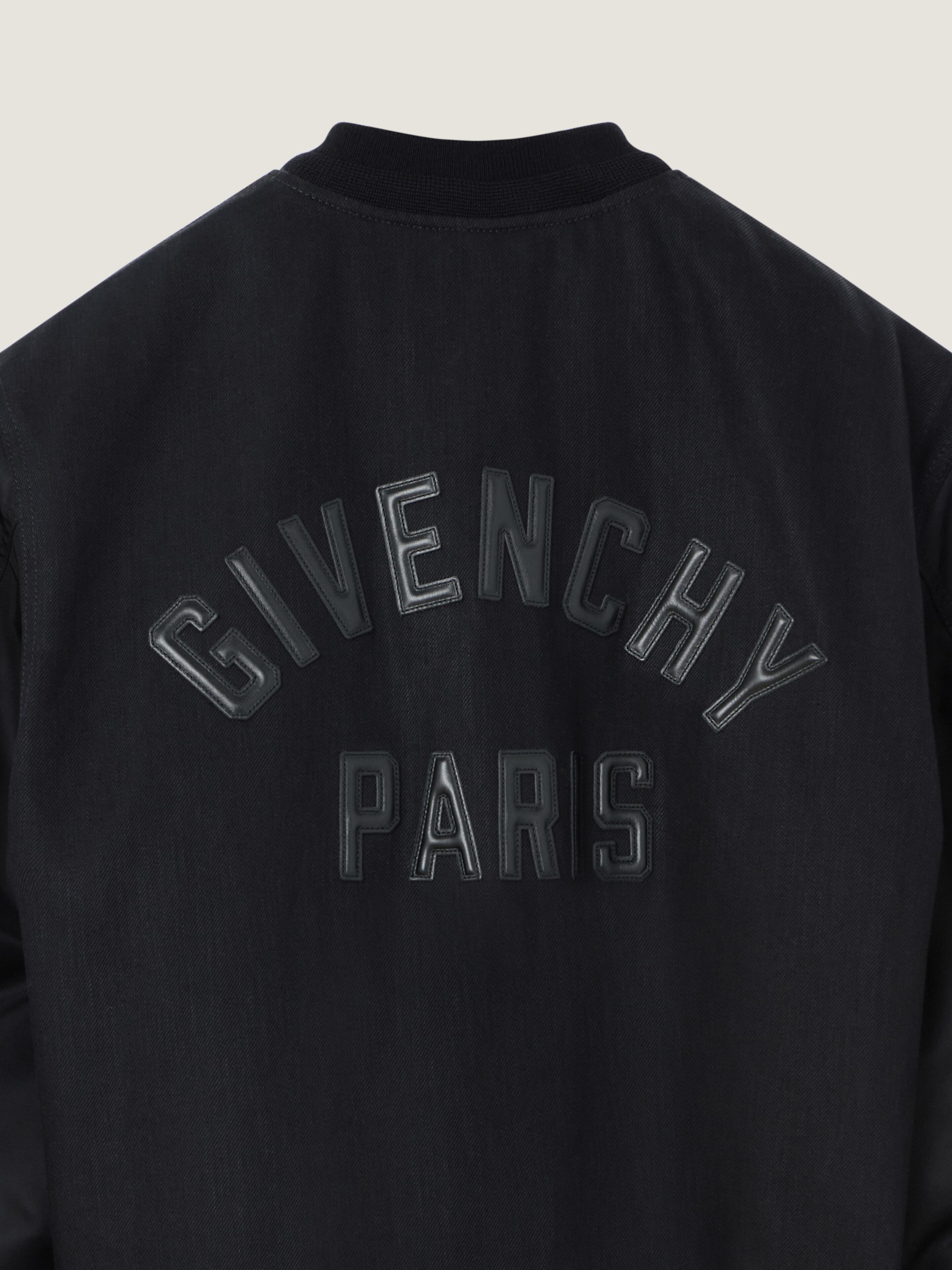 Mix material blouson with Givenchy Paris embroidery in - black