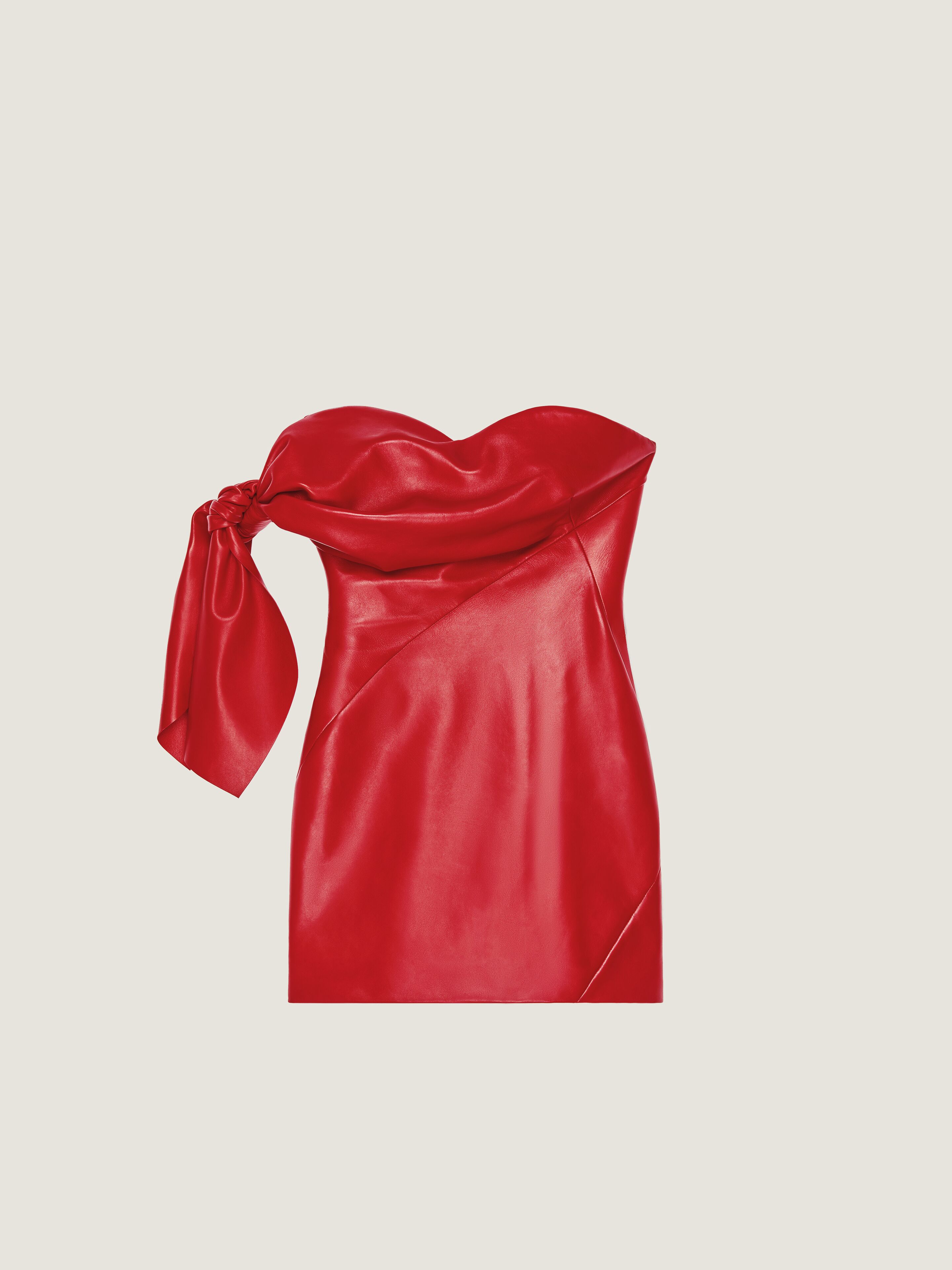 Givenchy Mini Bustier Dress In Nappa Leather With Bow In Red