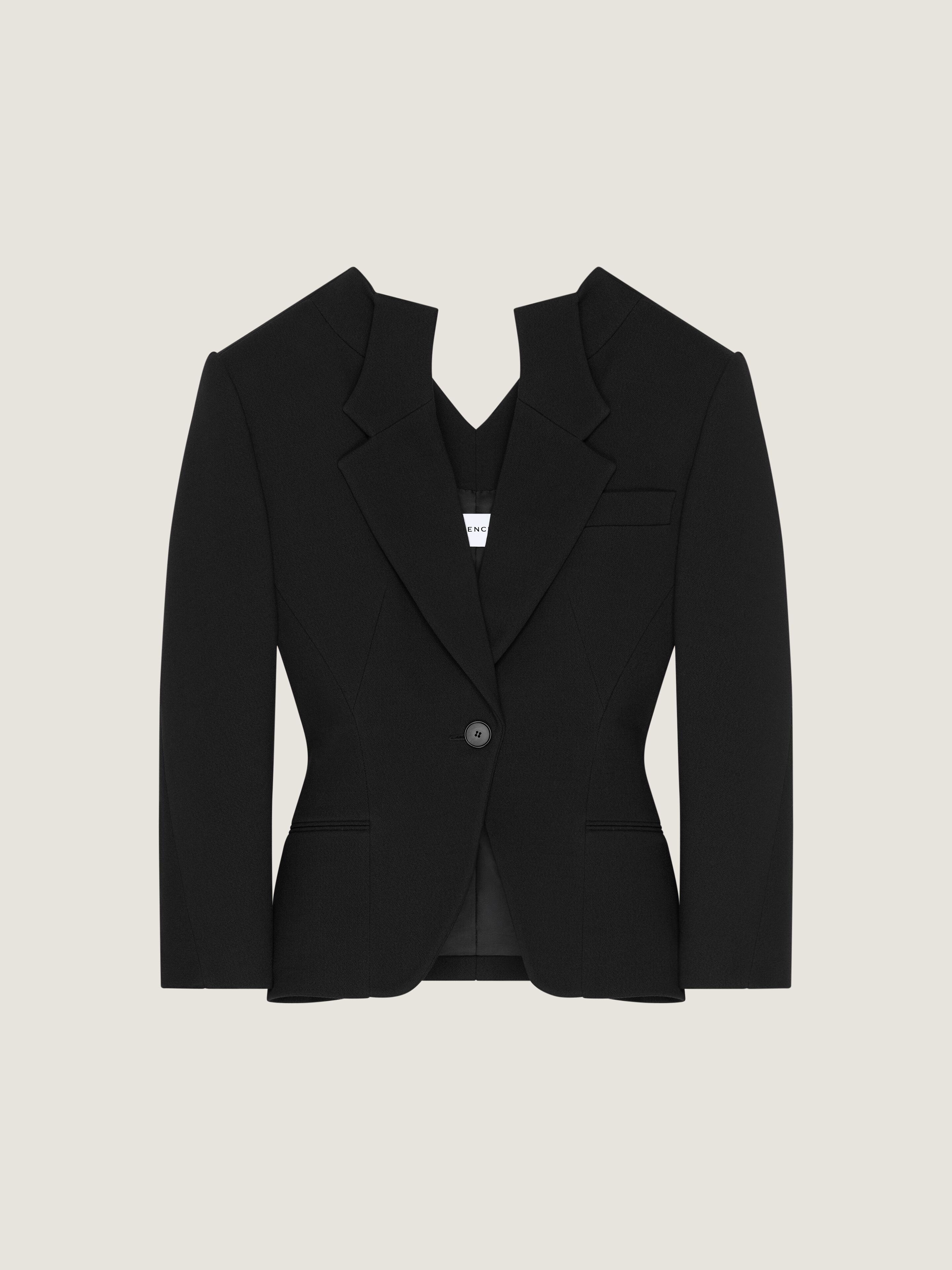Givenchy Single-breasted Slashed Jacket In Wool In Black