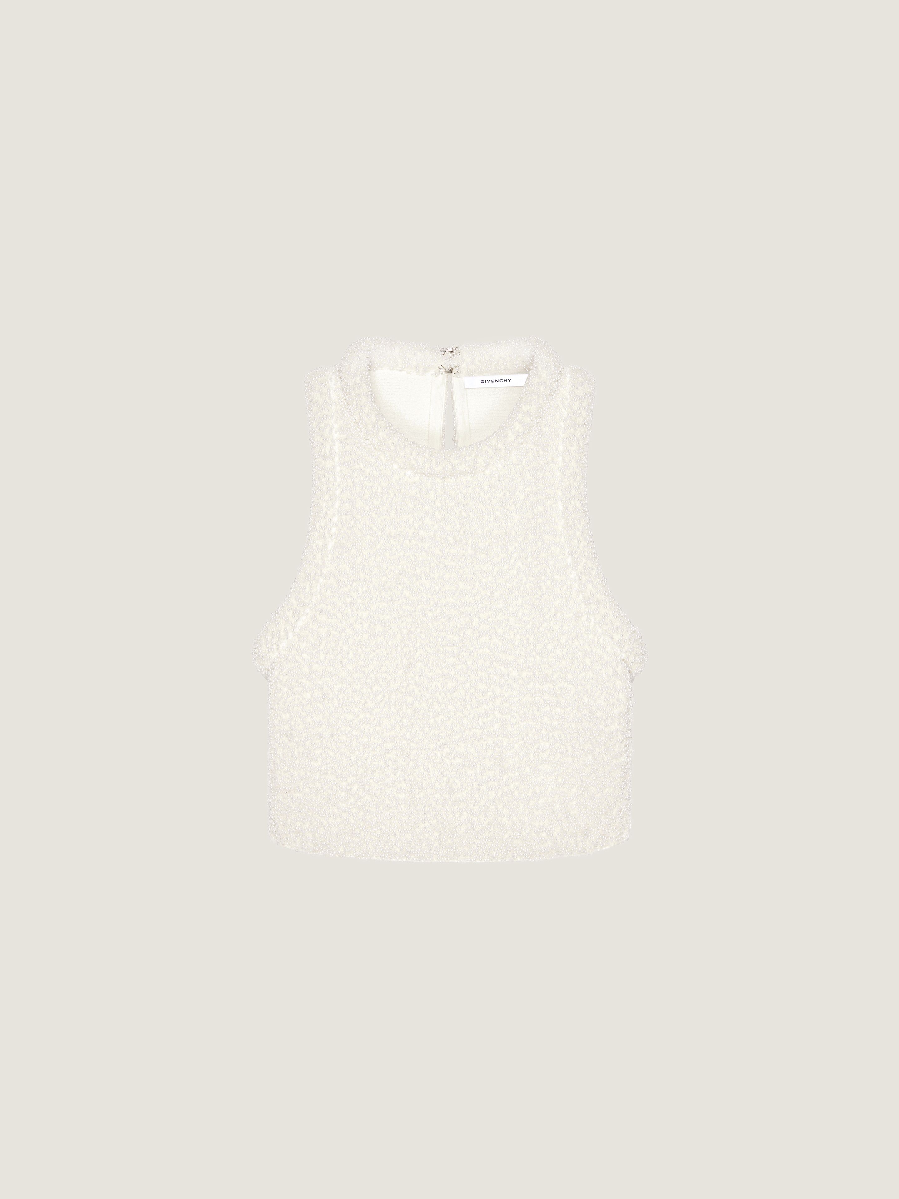 Givenchy Top Cropped En Maille Brodé De Perles In White