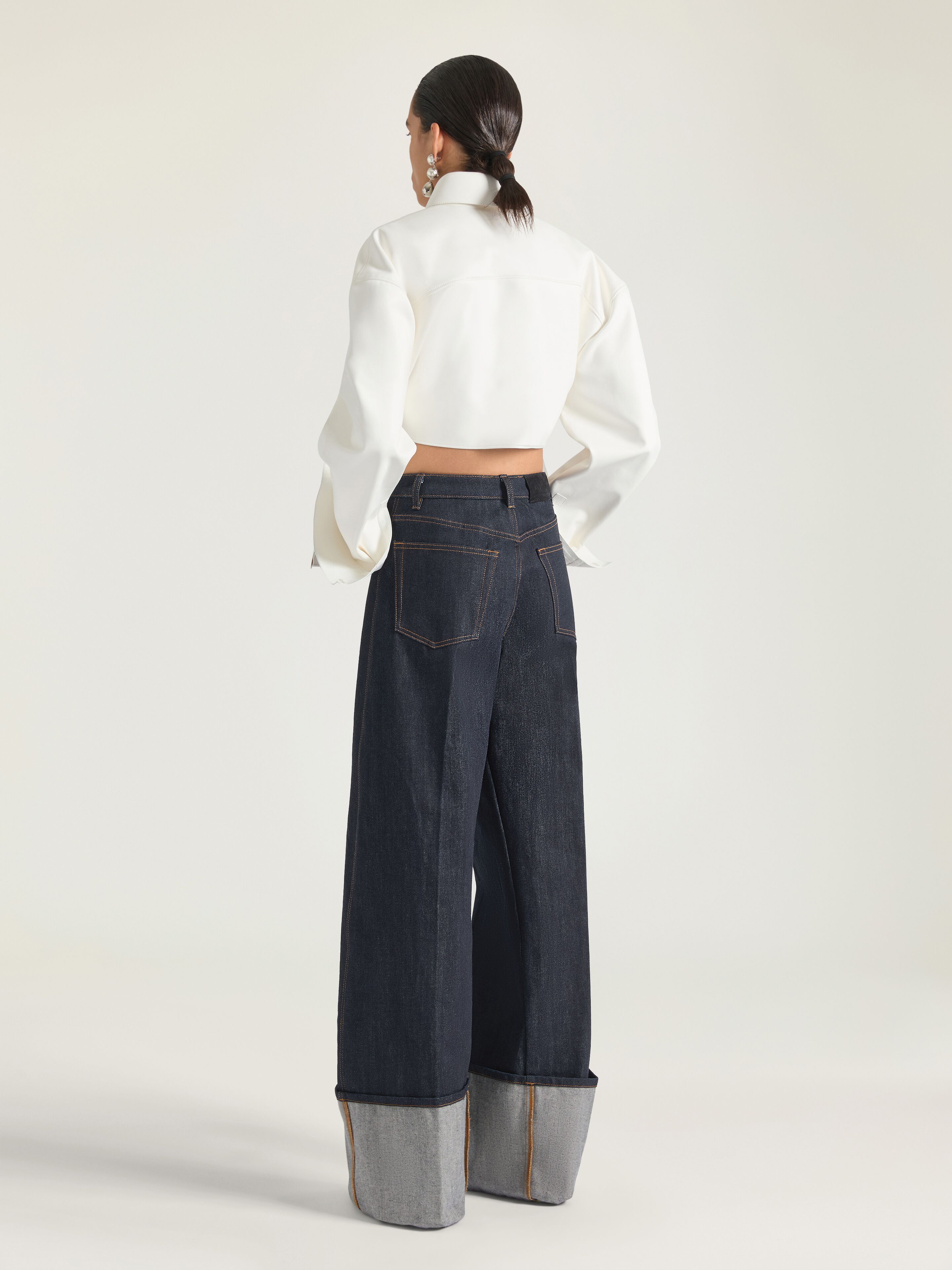 Asymmetric shirt in nappa leather in - white - BW61JJ61VZ-100