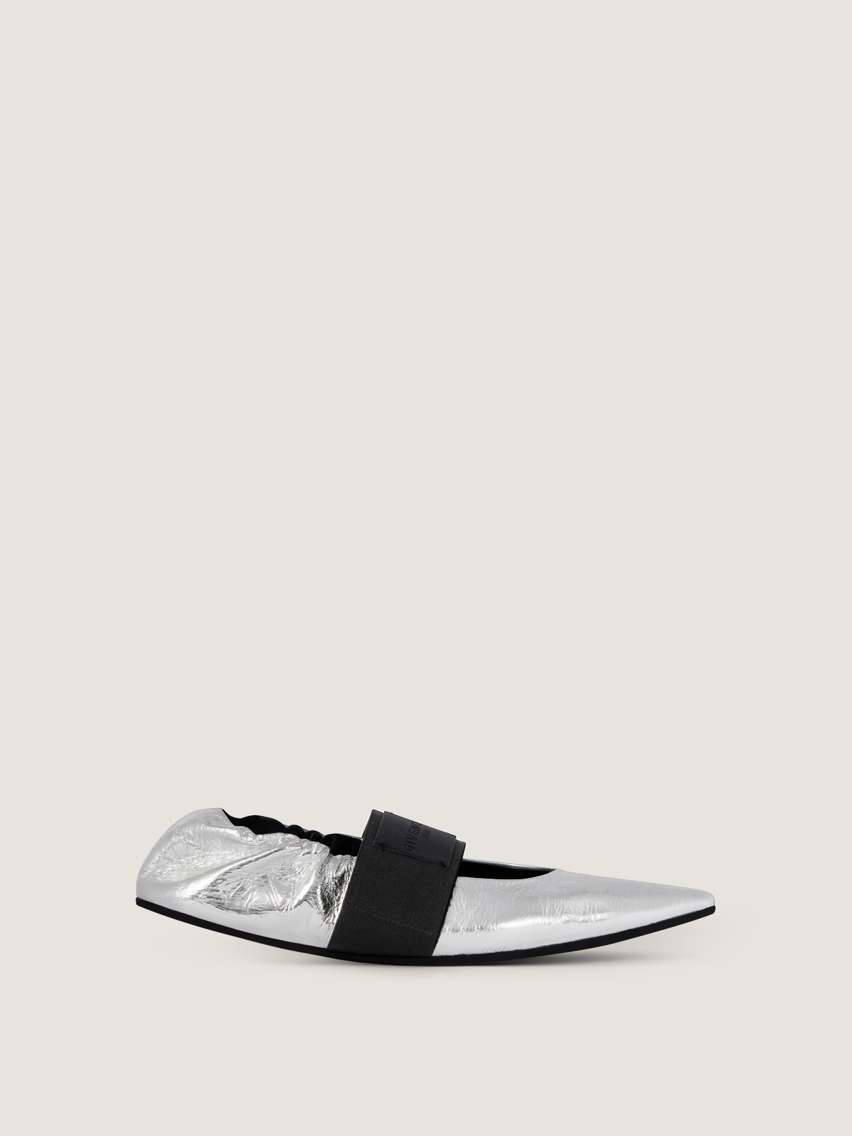 Givenchy Crush Ballerinas In Wrinkled-effect Metallic Leather In Silver