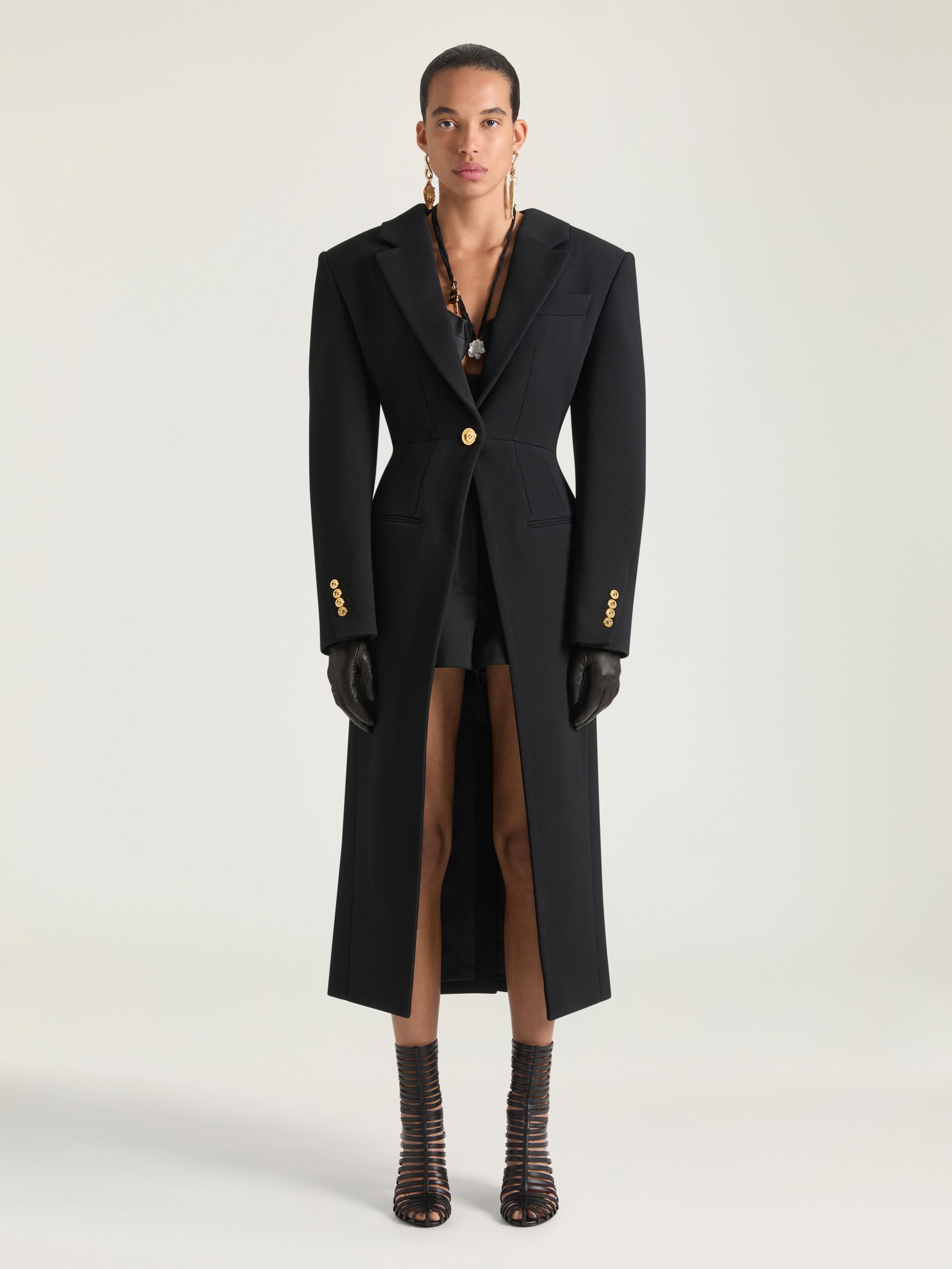 Slashed coat in wool in - black - BWC0F7166C-001 | Givenchy US