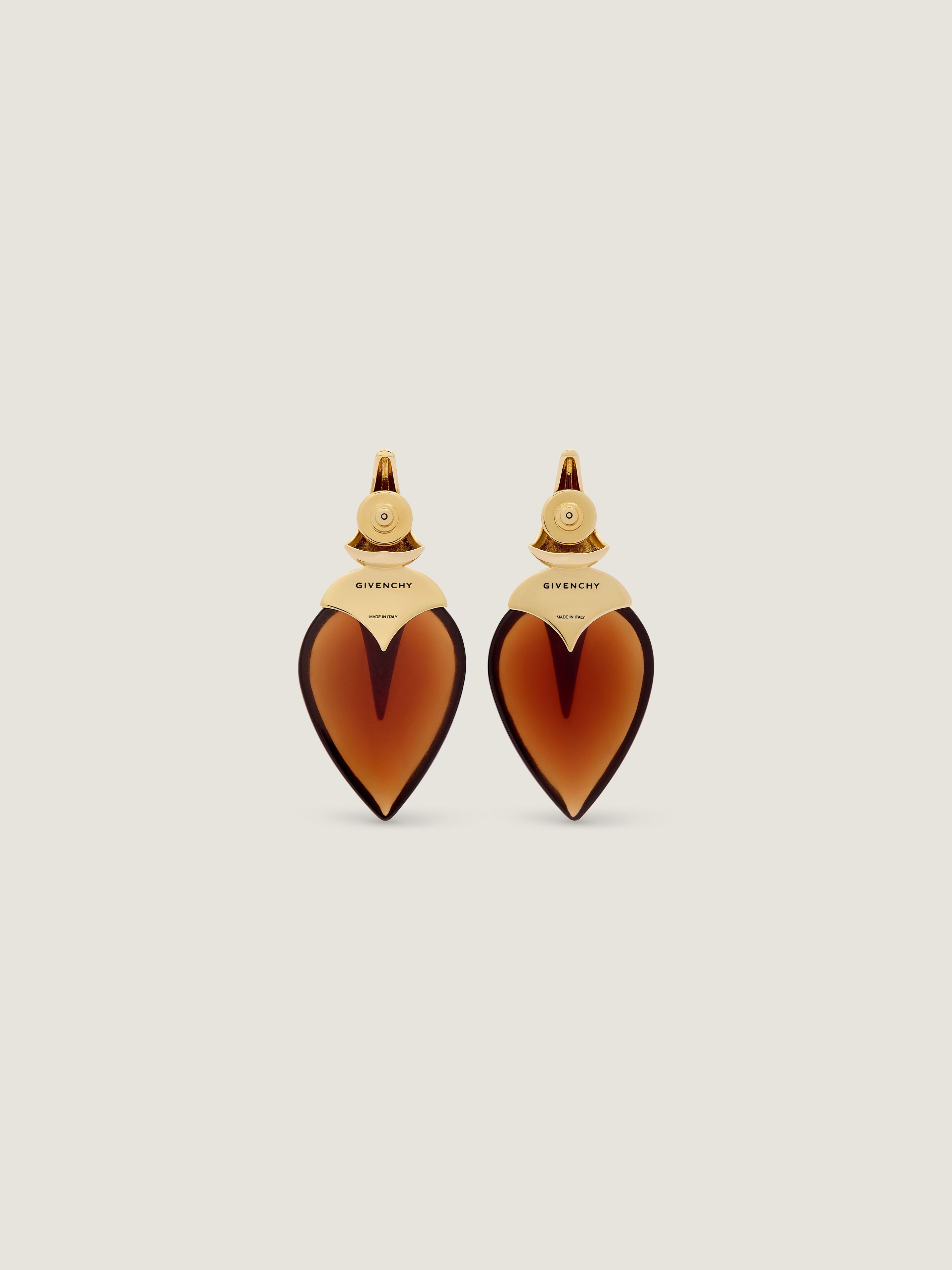 Heartwood earrings in metal and resin in - brown/golden