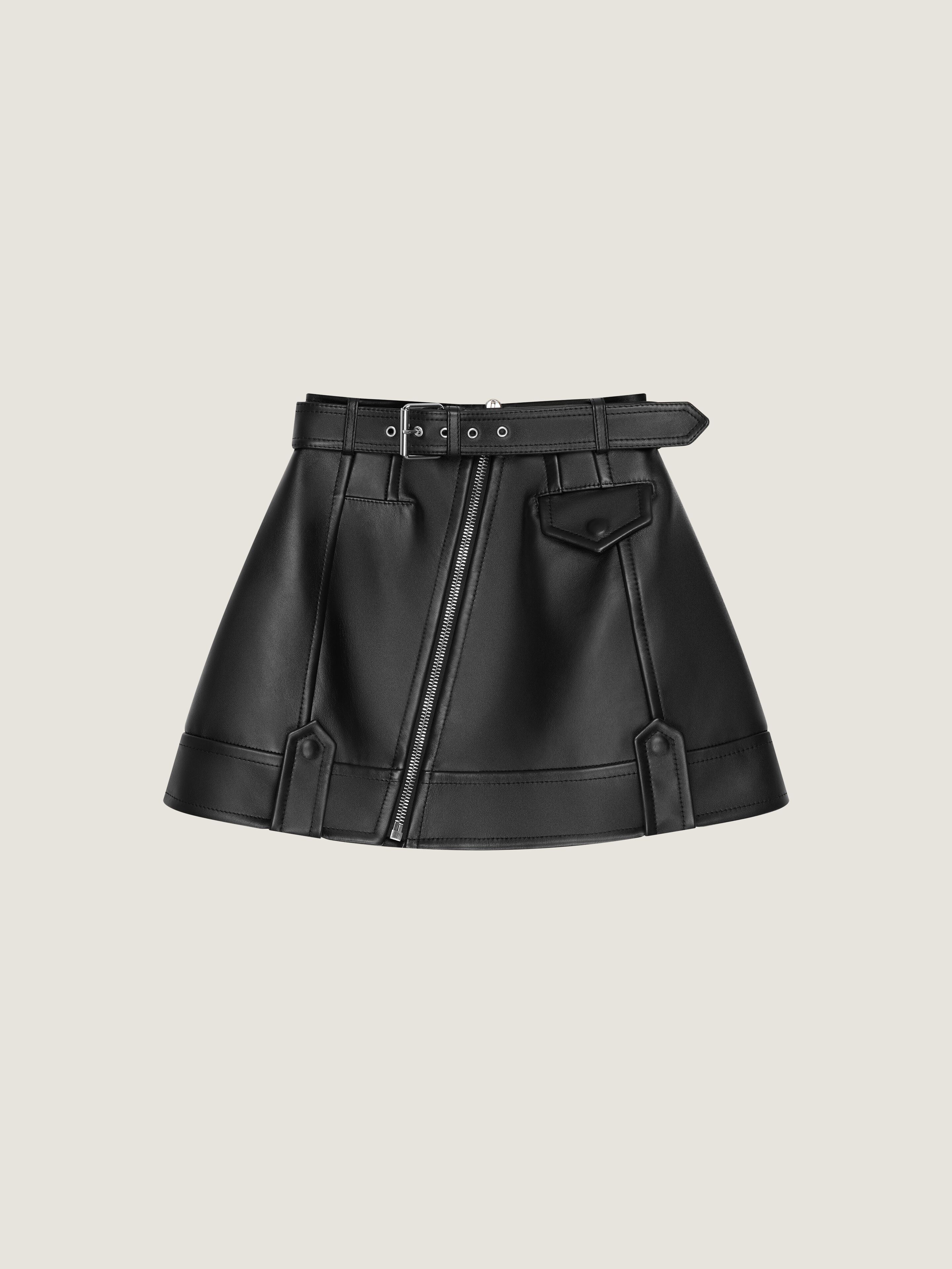 Givenchy Mini Jupe Biker En Cuir Nappa In Black