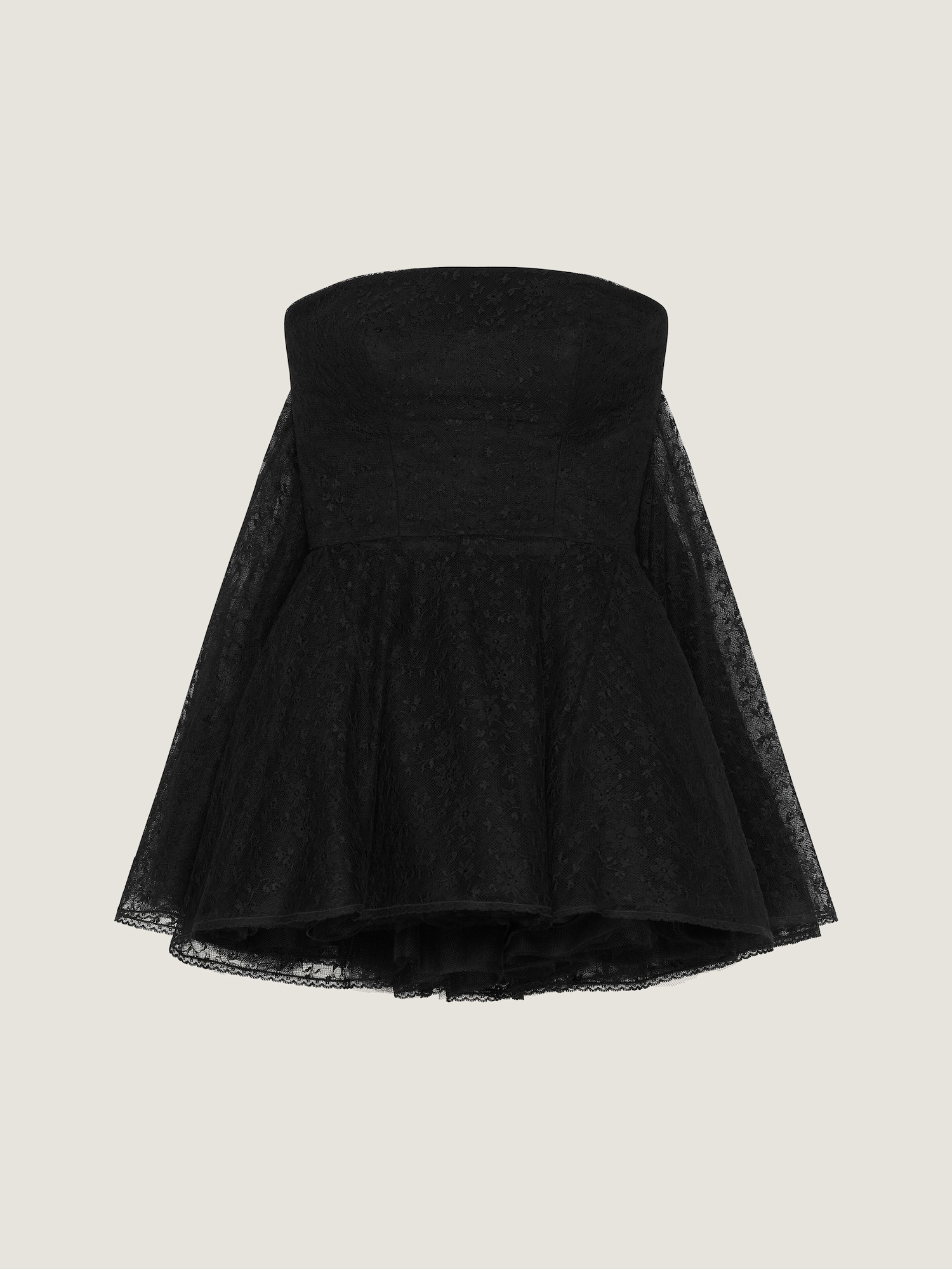 Givenchy - Mini Bustier Dress In Lace With Cape - Black - Women - Size: 40