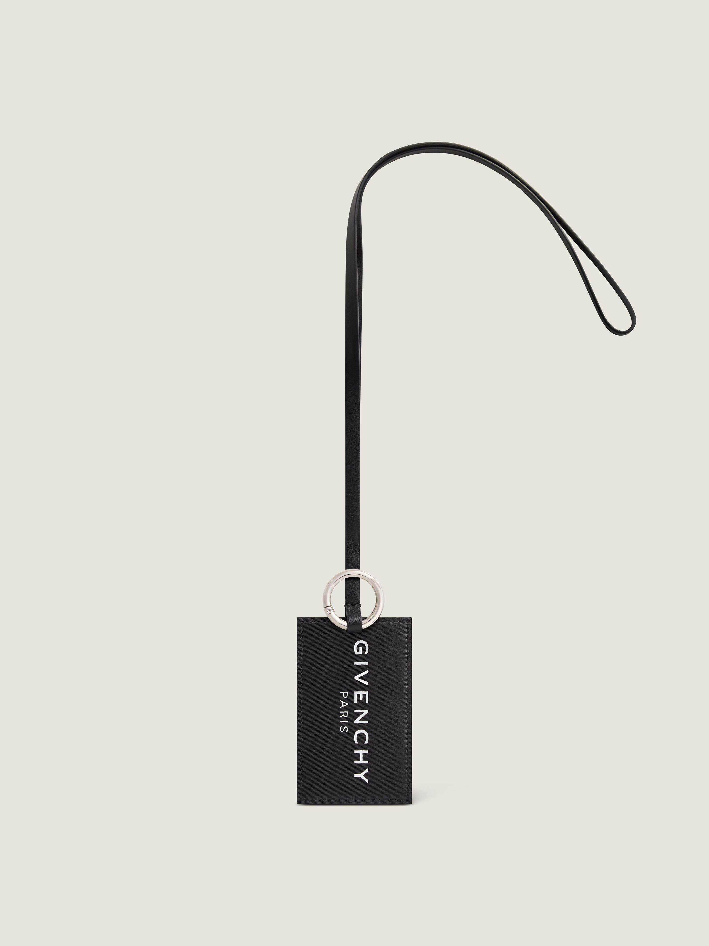 Givenchy Label Credit Card Key Ring In Jacquard Effect Leather In Black