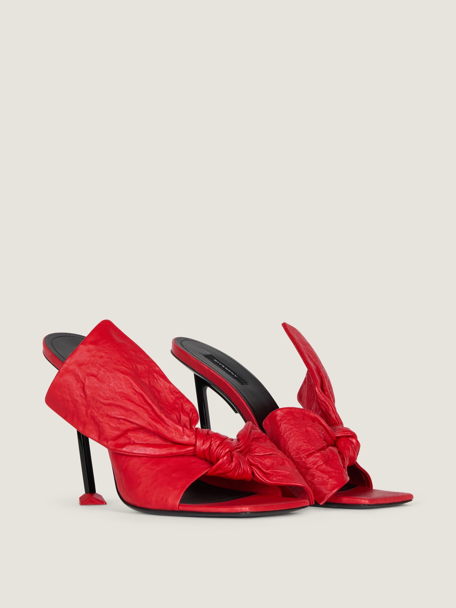 Boudoir heeled mules in nappa leather with bow
