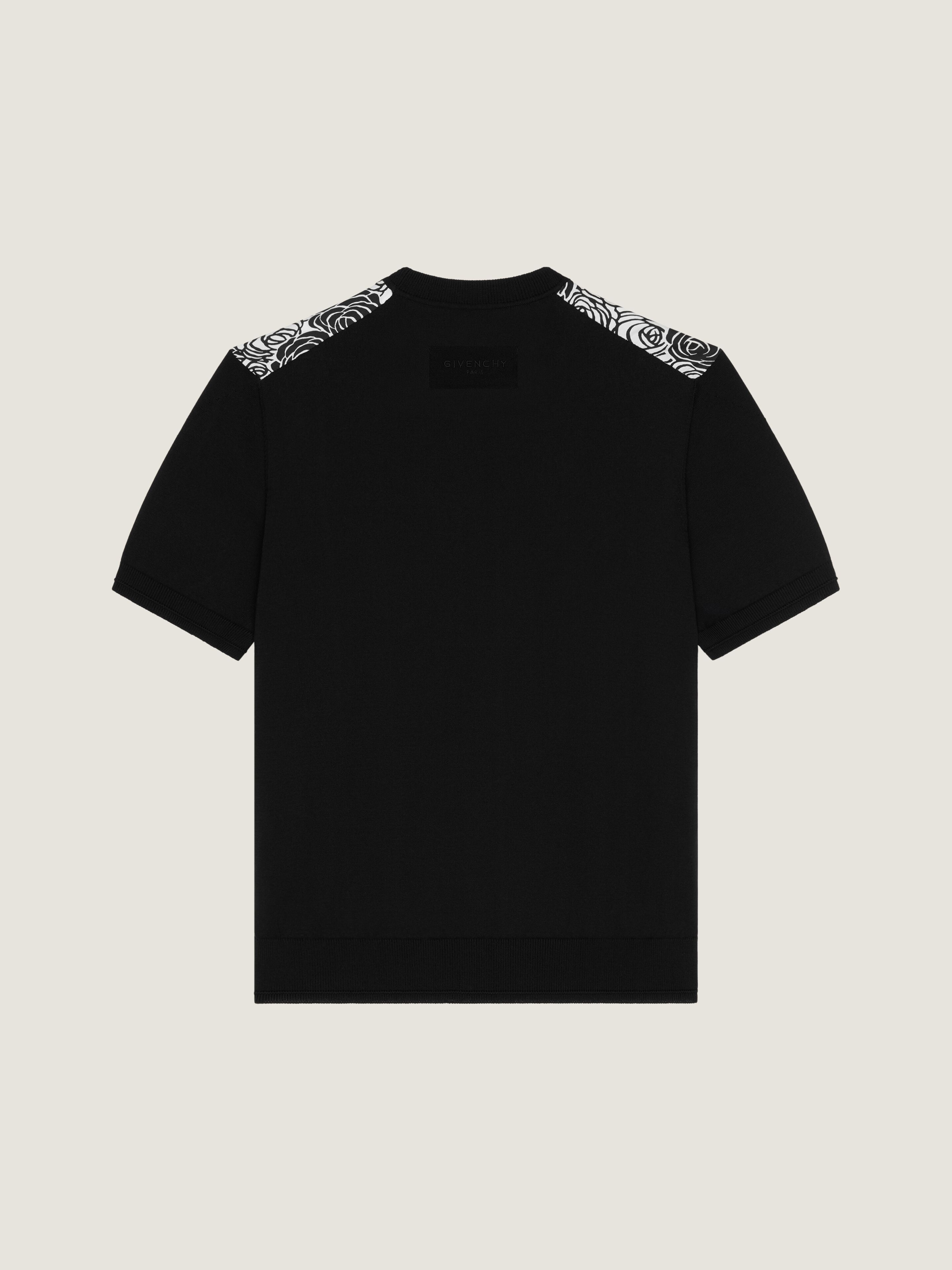 T-shirt in cotton knit with flowers print in - black/ivory