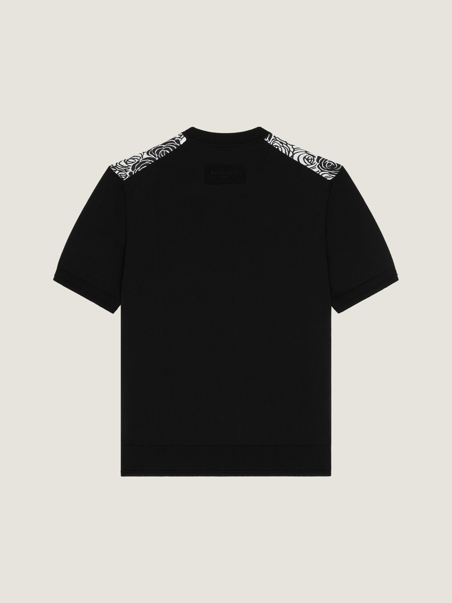 T-shirt in cotton knit with flowers print in - black/ivory 