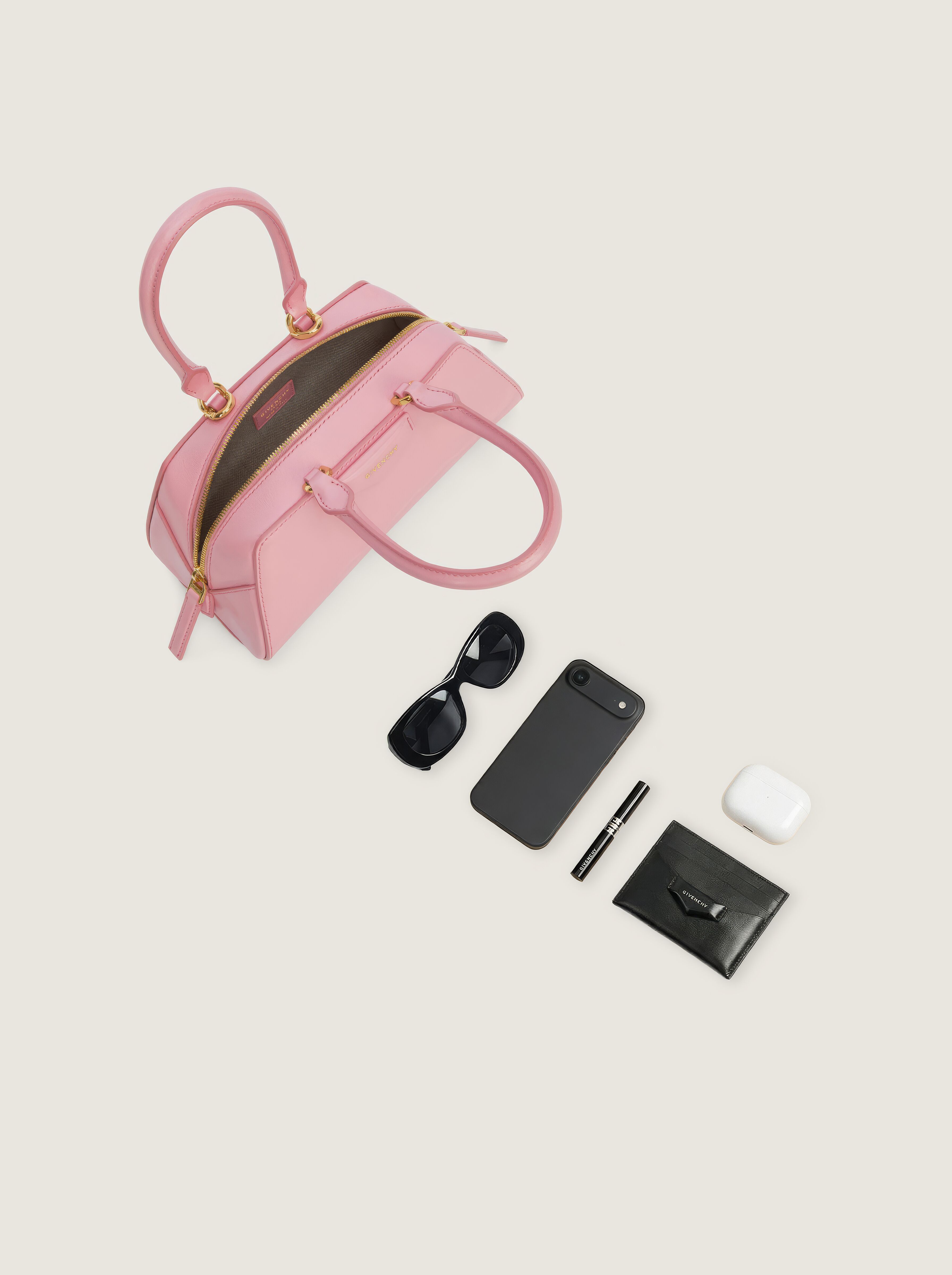 Mini Antigona East-West bag in Box leather in - flamingo