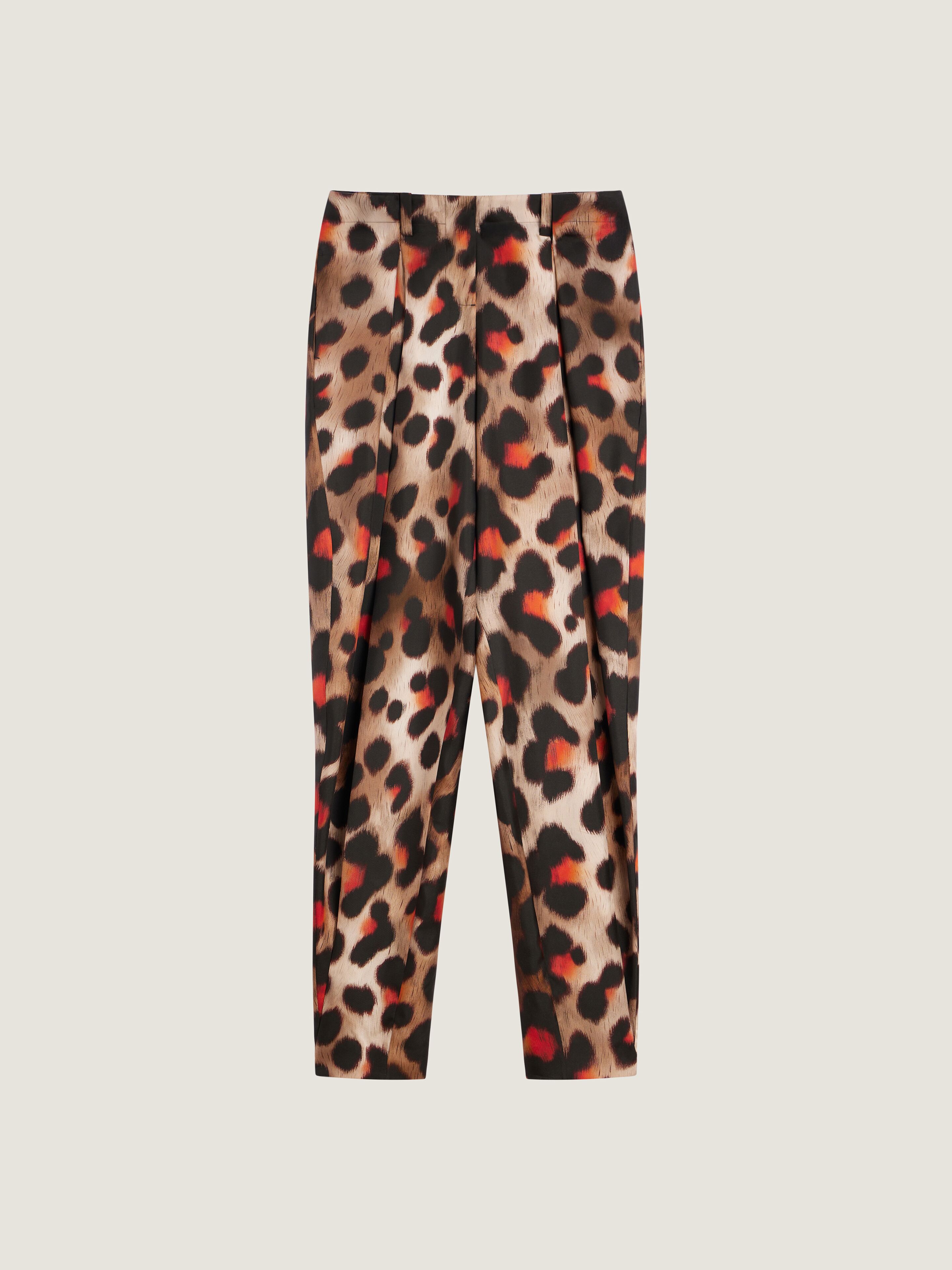 Givenchy Pinch Pants In Silk With Leopard Print In Multi
