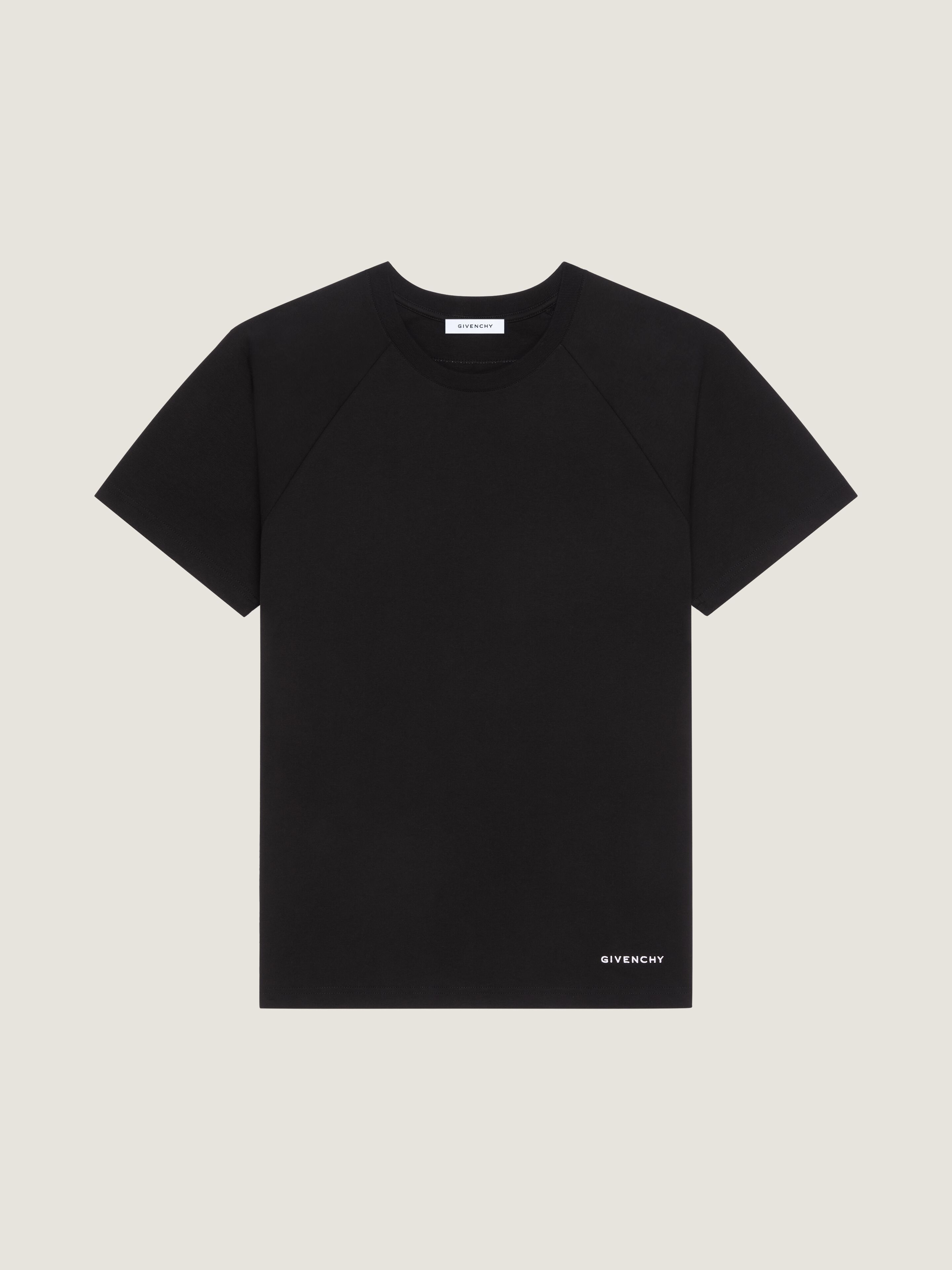 T-shirt in cotton with satin couture detail in - black