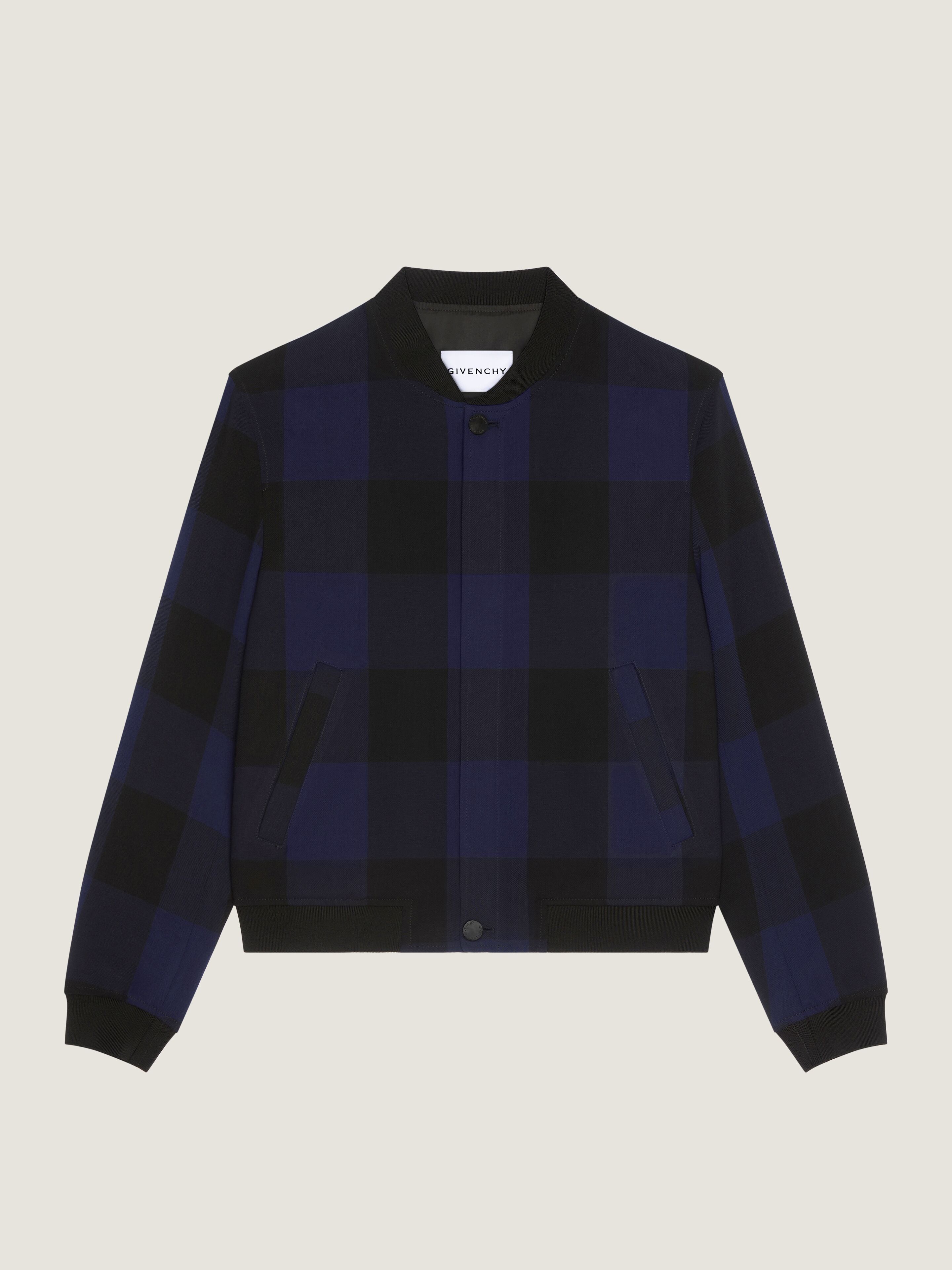 Givenchy Light Blouson In Checked Jacquard In Blue