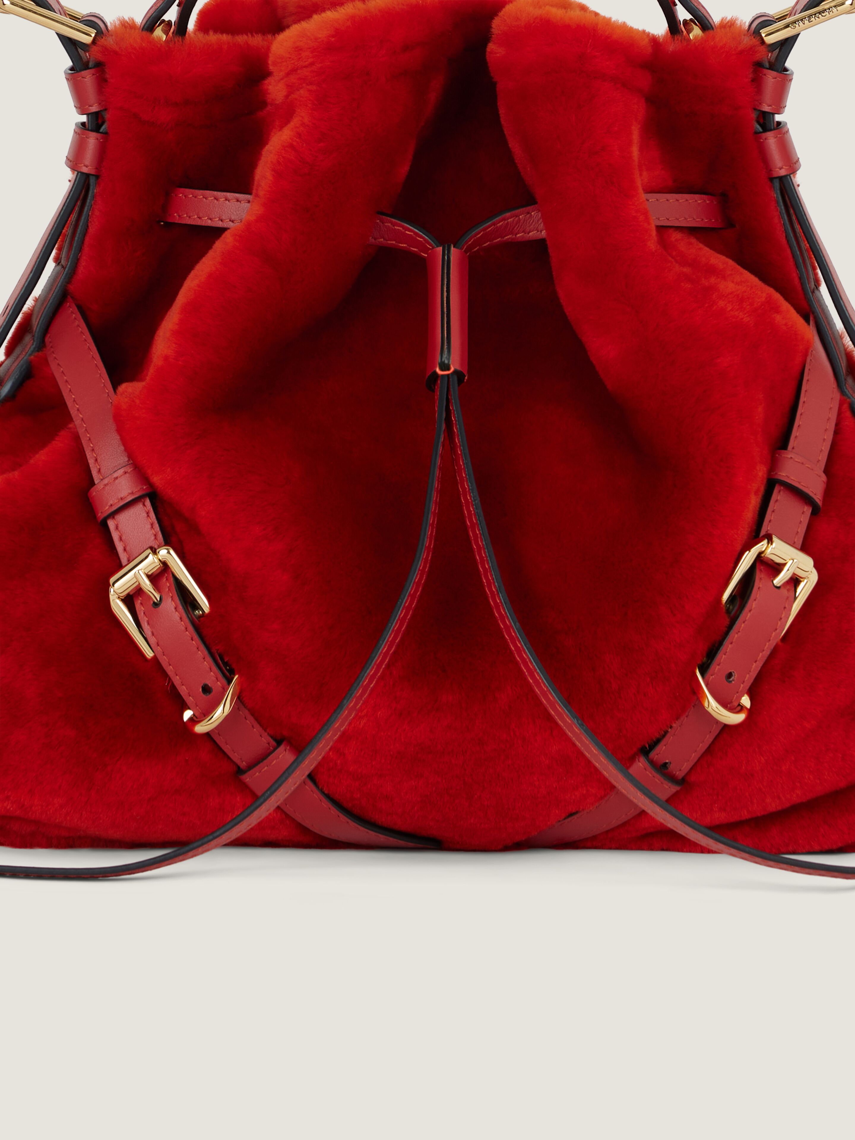 Small Voyou Bucket bag in shearling in - orange - BB518PB2KR-800
