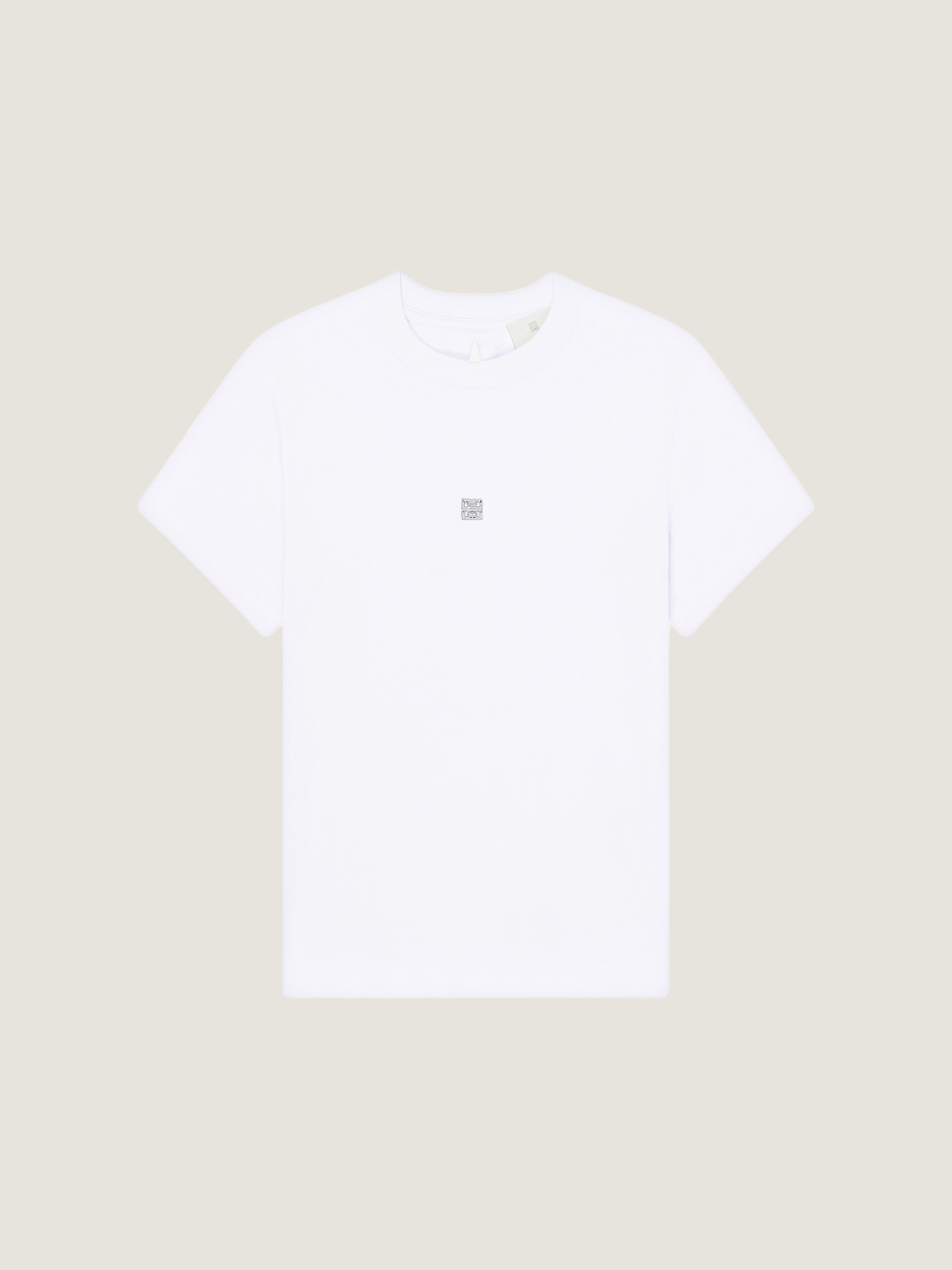 Tシャツ・カットソー GIVENCHY 4G EMBROIDERY SLIM T-SHIRT Bow t-shirt in cotton with 4G Liquid detail in - white