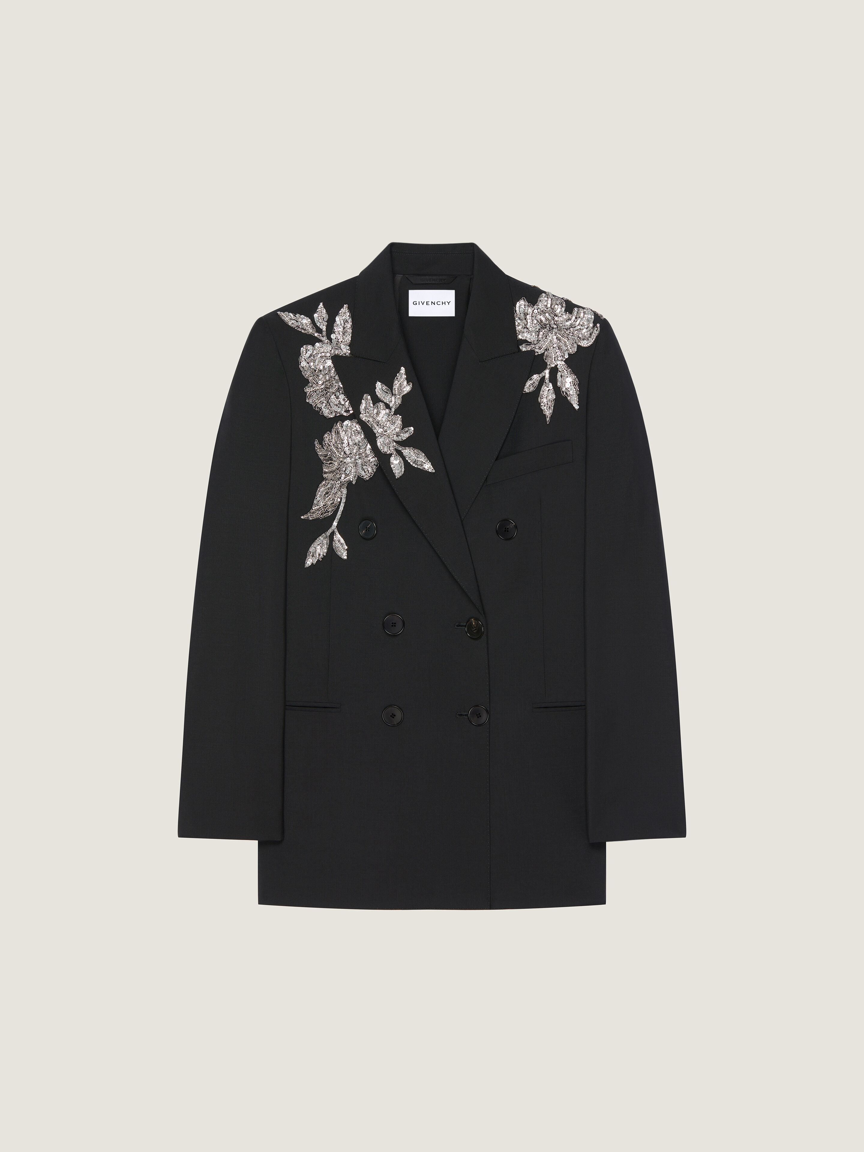 Givenchy Veste Double Boutonnage À Découpes En Laine Et Sequins In Black