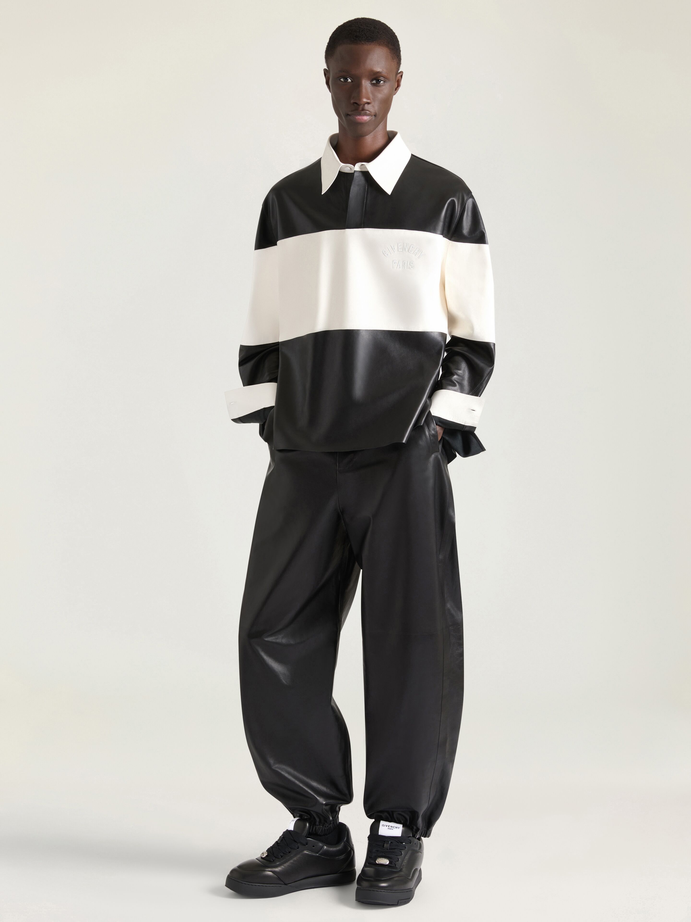 Bicolor polo in nappa leather with Givenchy detail | Givenchy ES