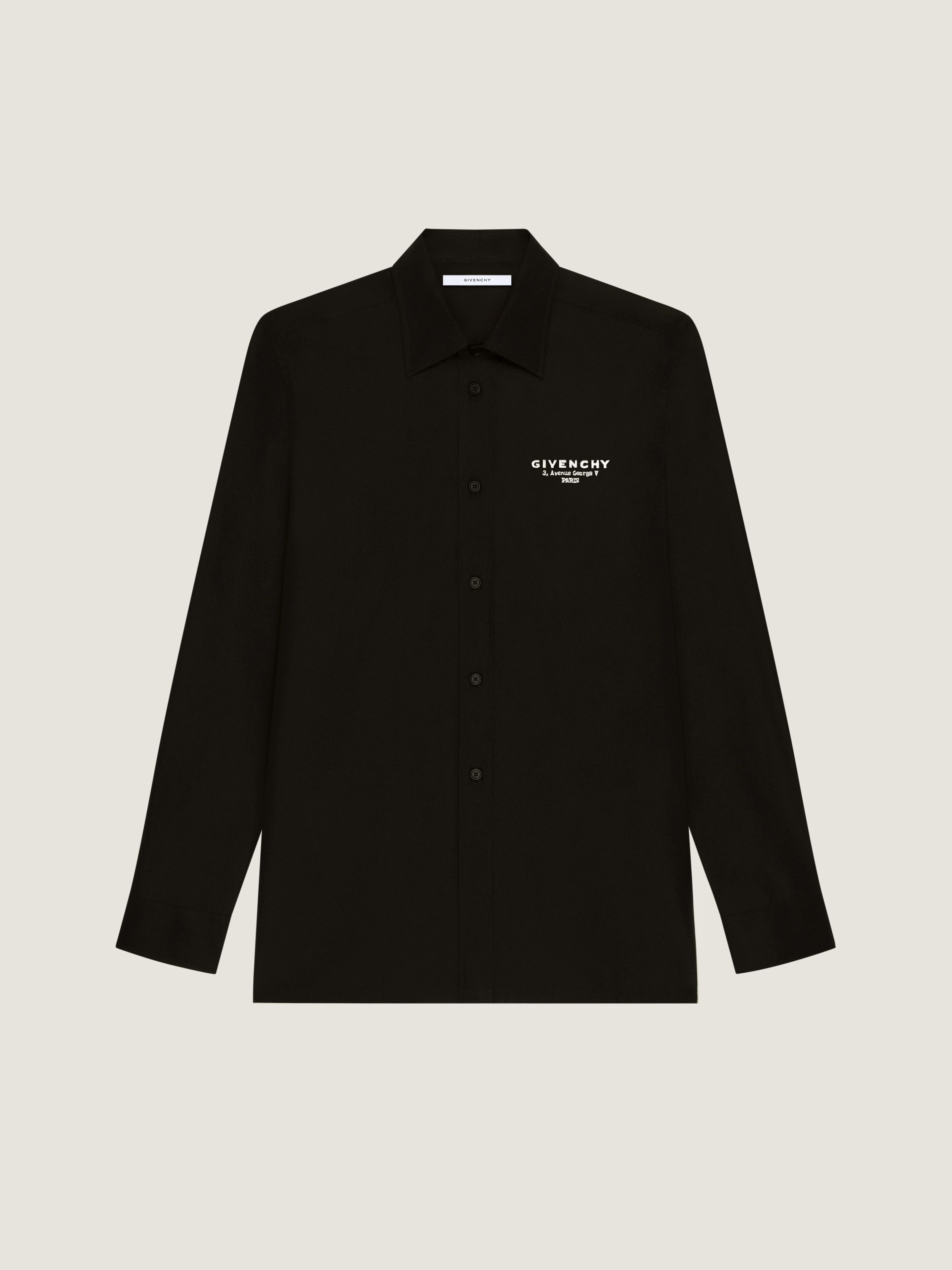 Shirt in cotton poplin with GIVENCHY Stamp embroidery in - black