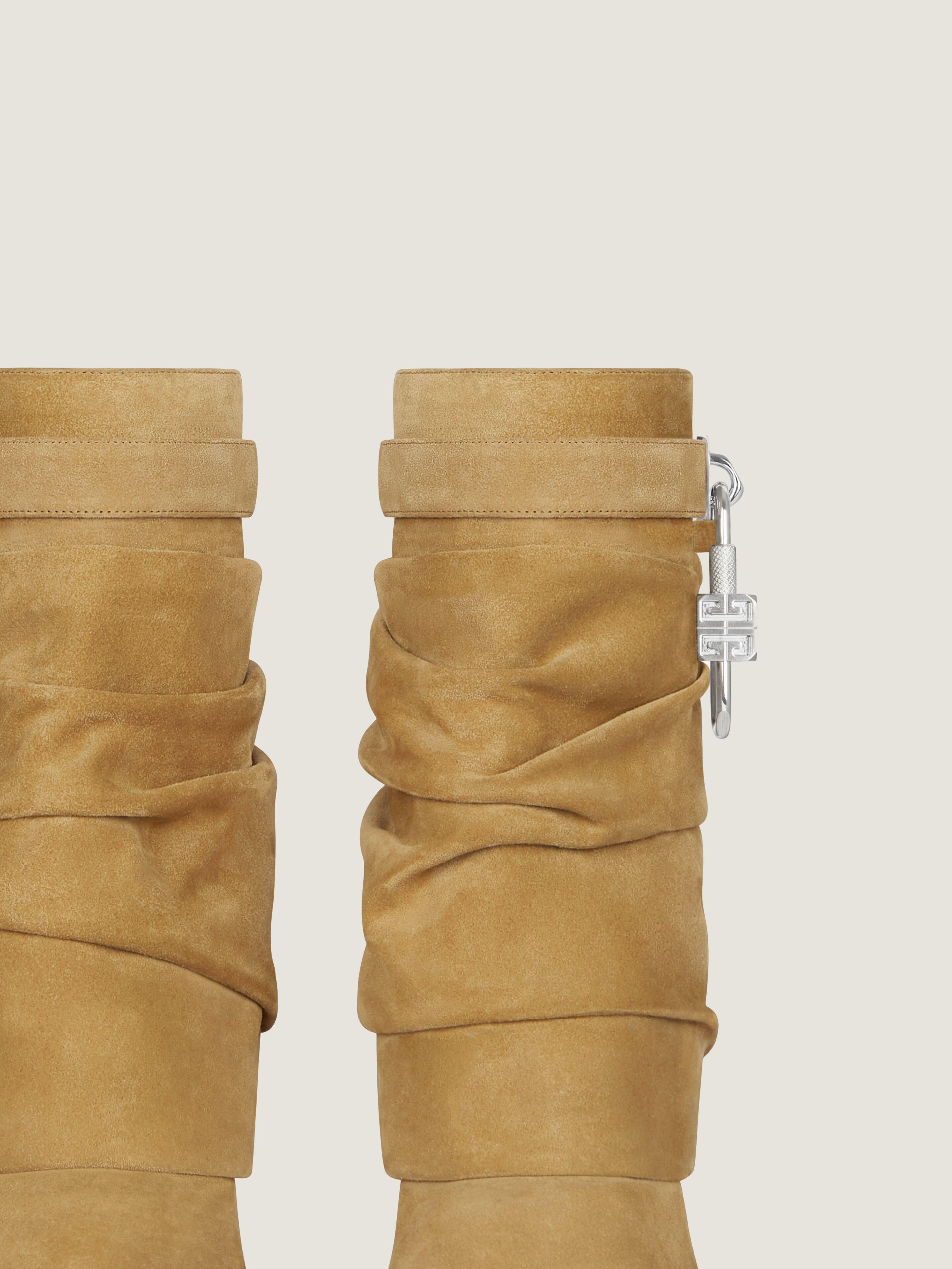GIVENCHY☆シャークロック ステイレットアンクルブーツ スエード Shark Lock Stiletto ankle boots in suede in - hazel