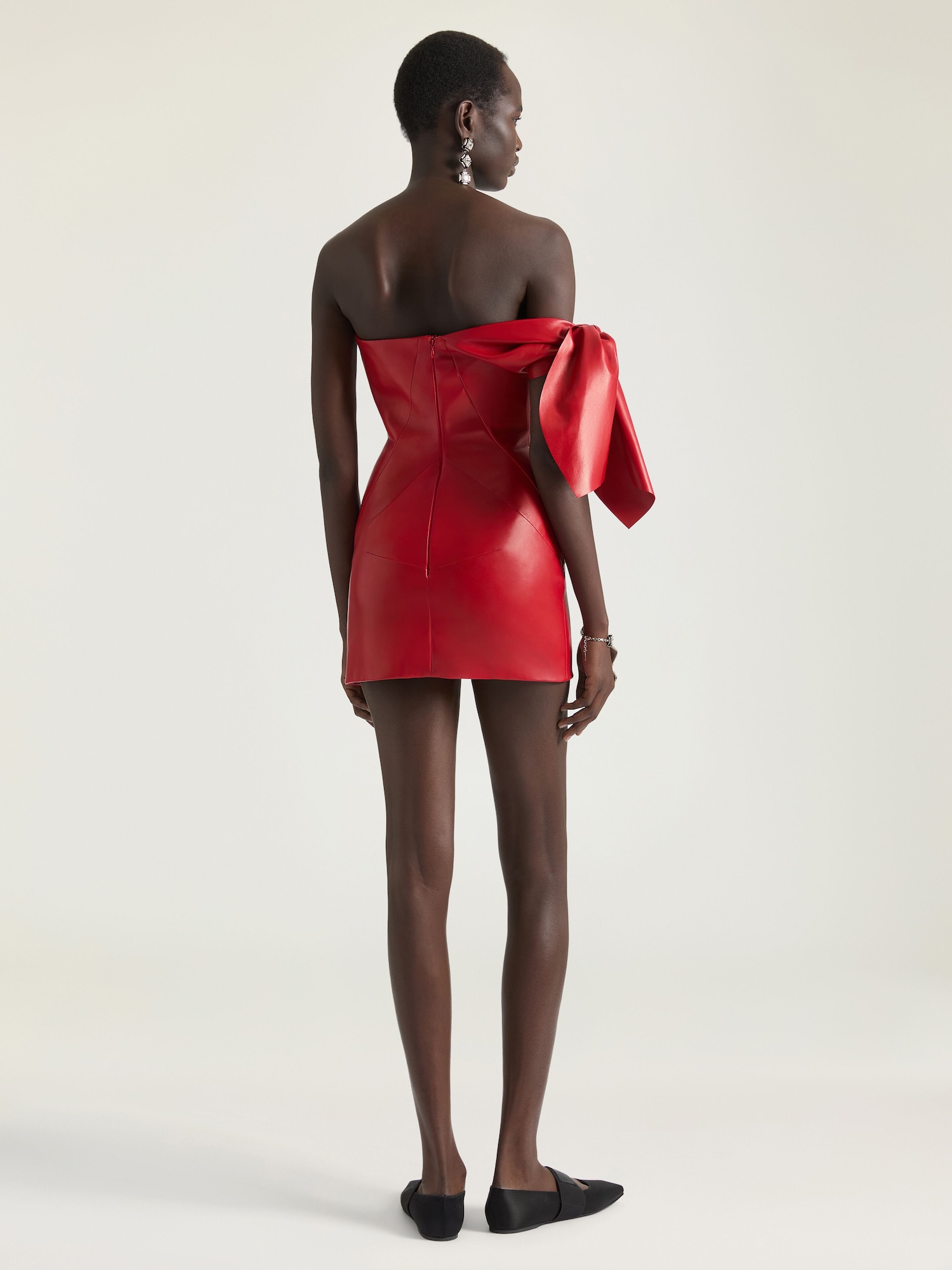 Mini bustier dress in nappa leather with bow in - poppy red - BW22XR61UJ-626 | Givenchy US Mini bustier dress in nappa leather with bow in - poppy red - BW22XR61UJ-626 | Givenchy US