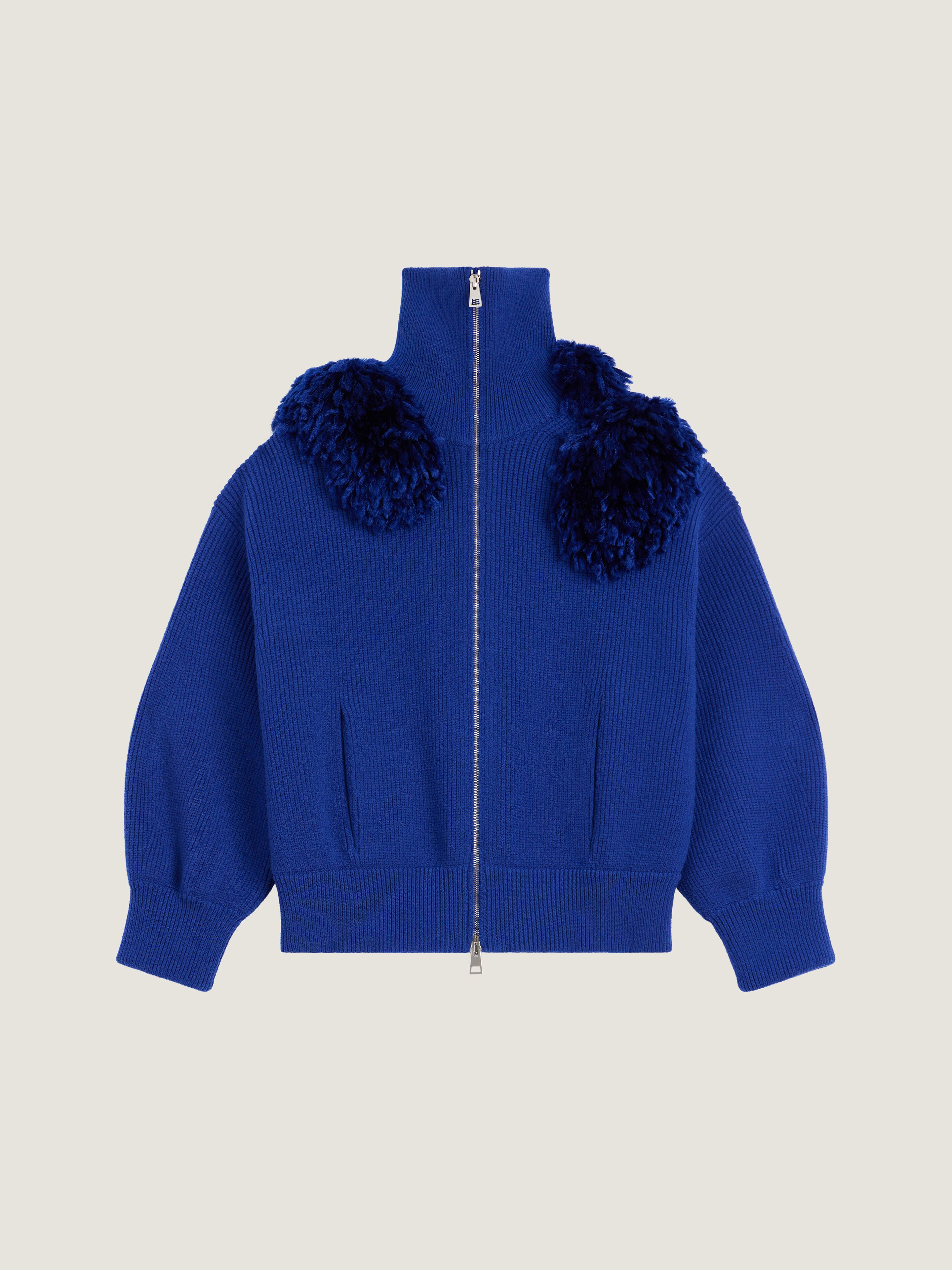 Givenchy Blouson In Wool With Pompoms In Blue