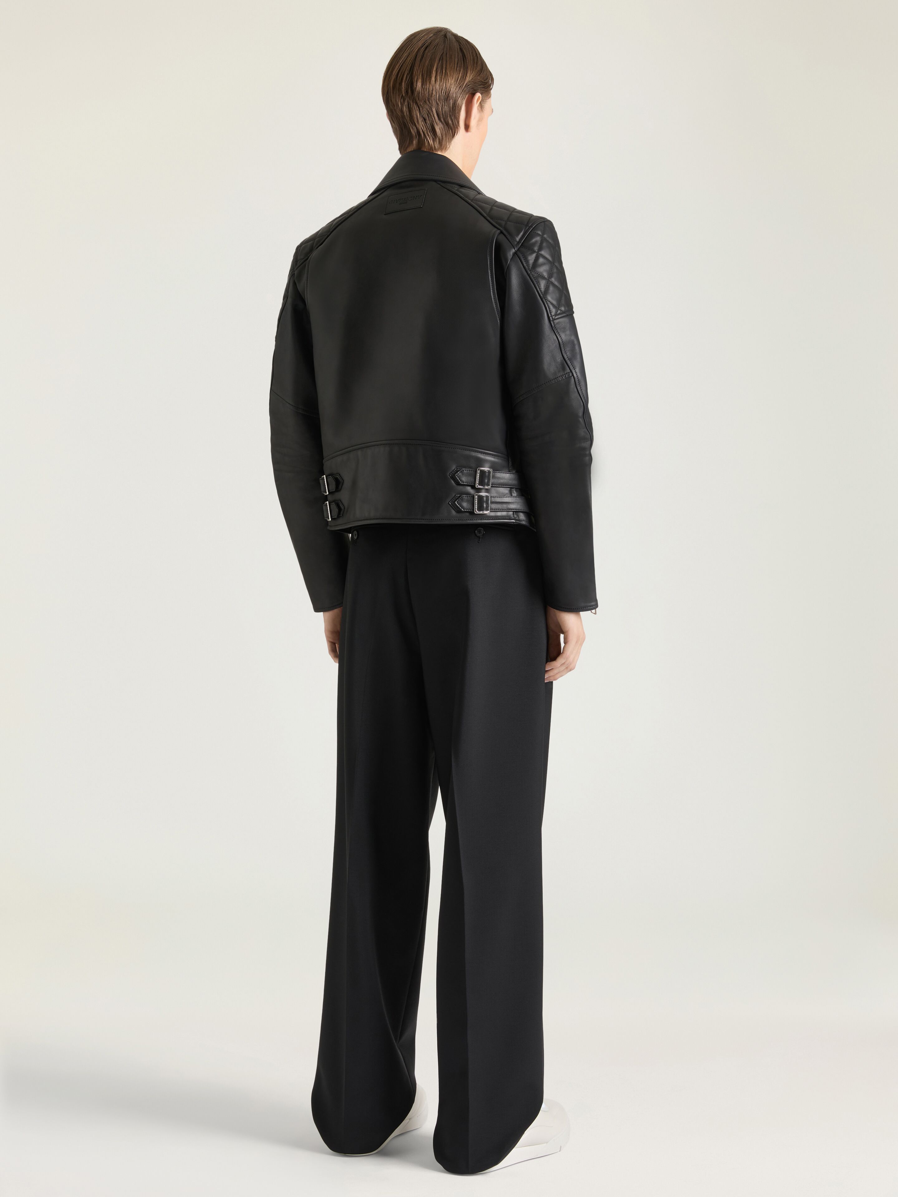 Zipped biker blouson in leather in - black - BM01GG61XD-001