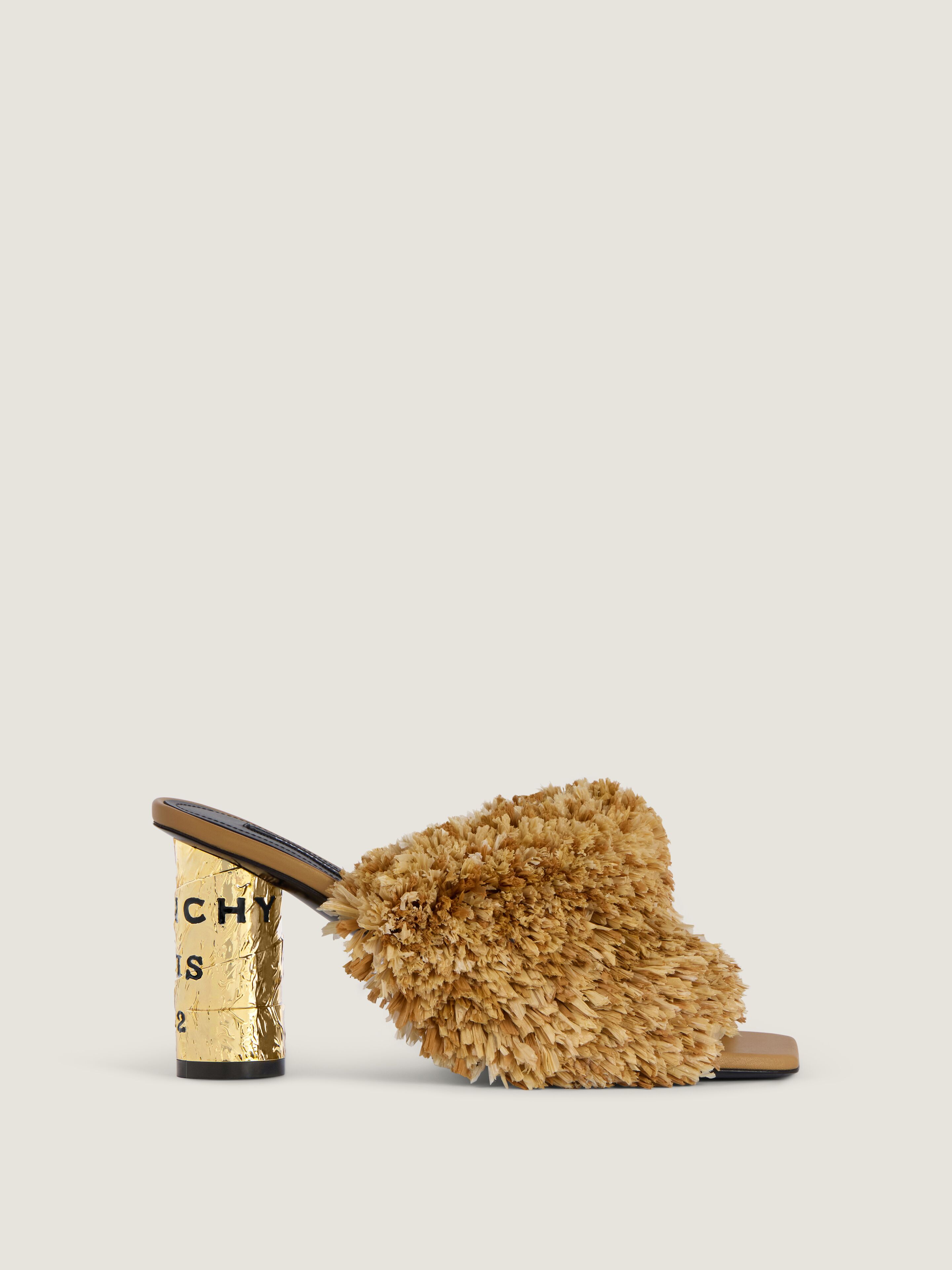 Givenchy Tape Heeled Mules With Raffia-effect Fringes In Multi