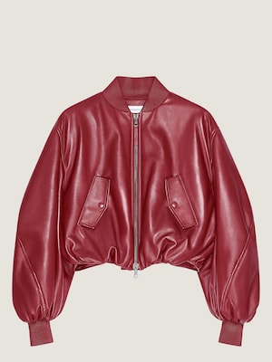 Bomber cropped Cocoon en cuir nappa