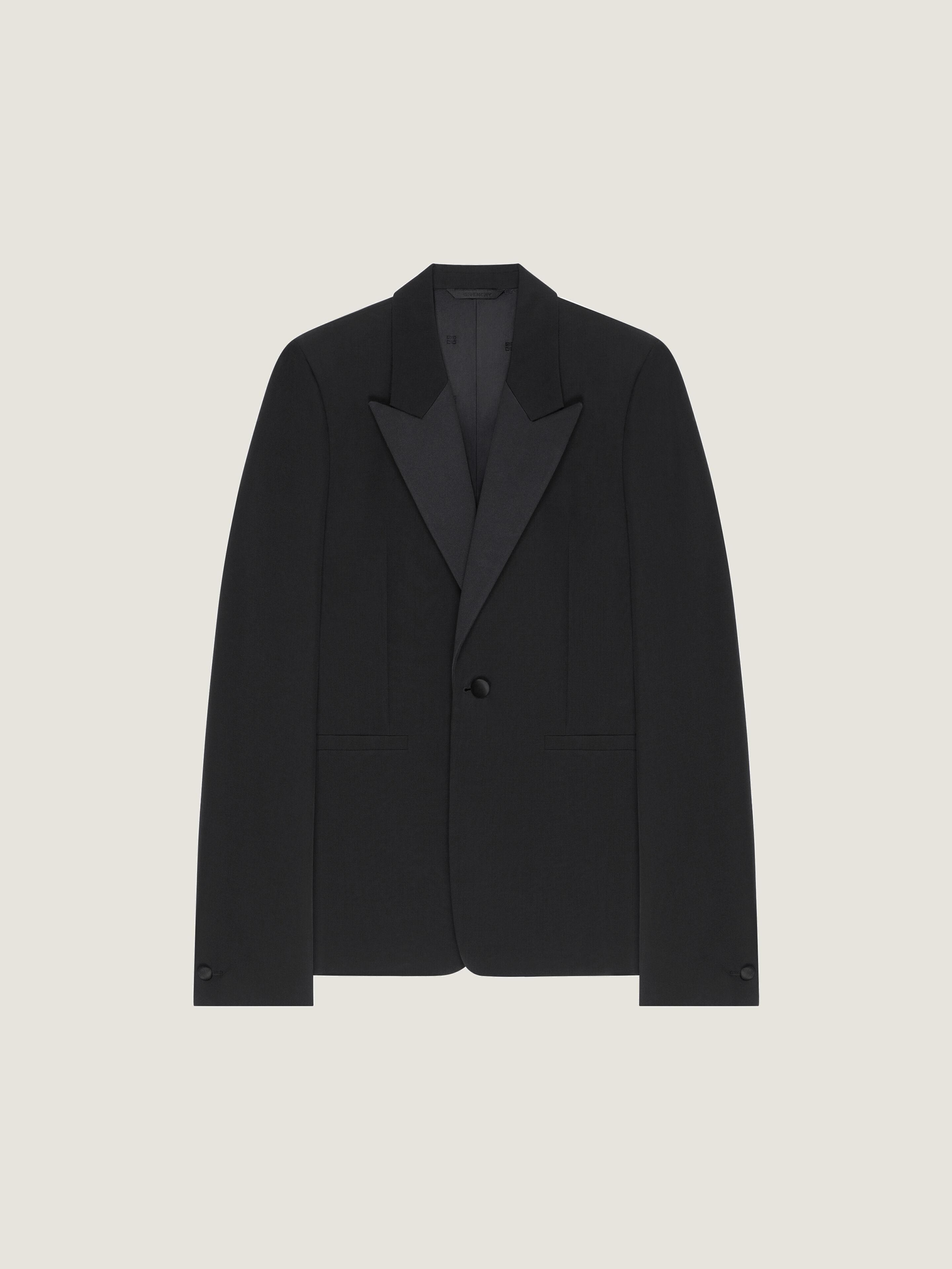 Slim fit jacket in wool with satin collar | Givenchy CA