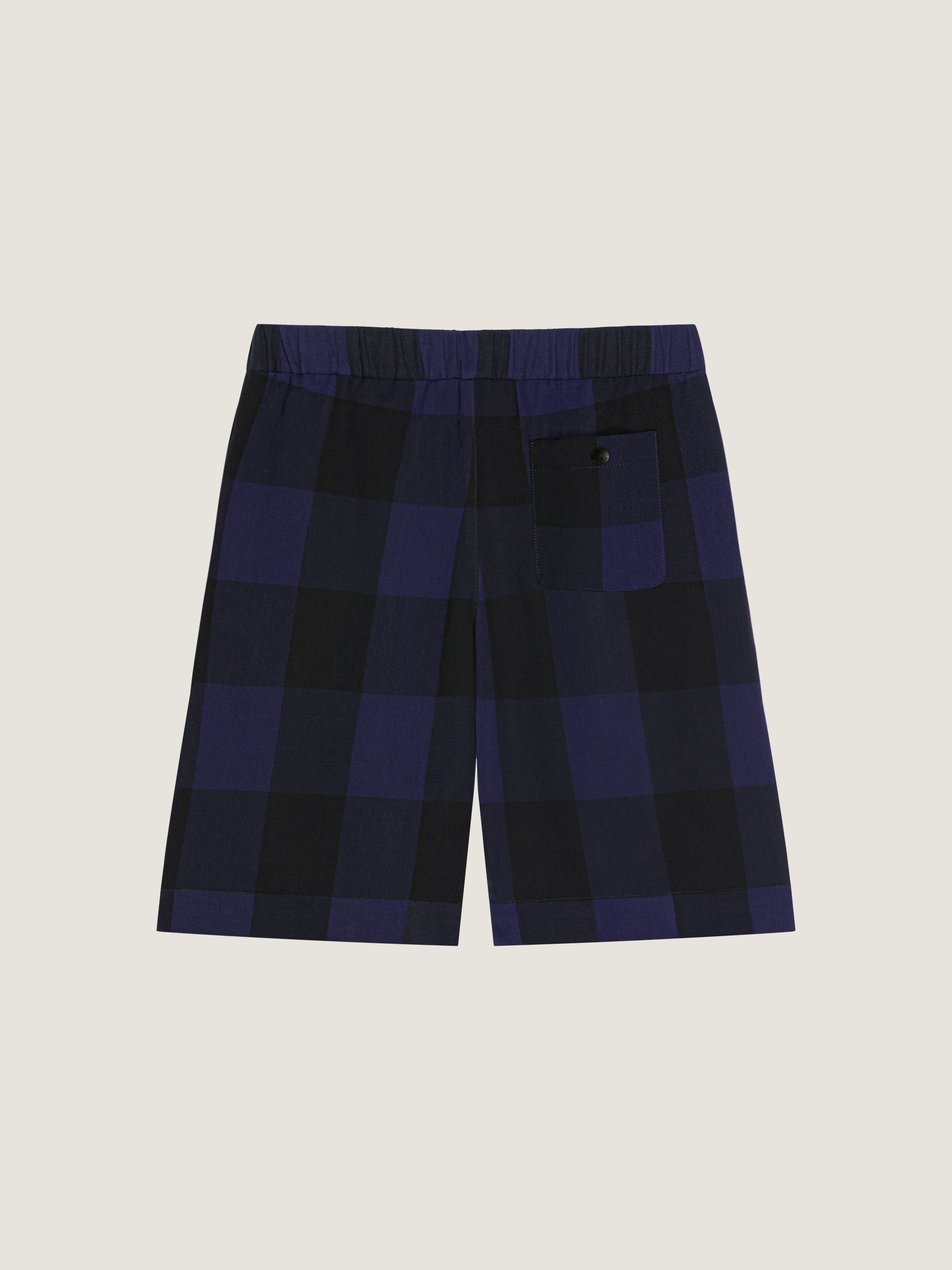 Checked bermuda shorts in wool in - black/navy - BM51MT169A-006